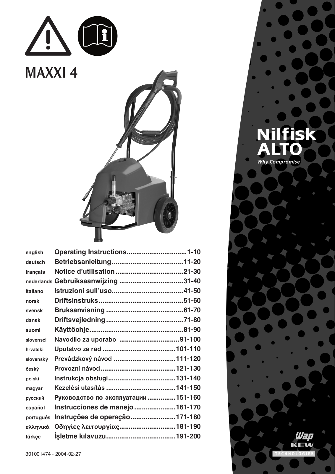 Nilfisk-ALTO MAXXI 4 User Manual