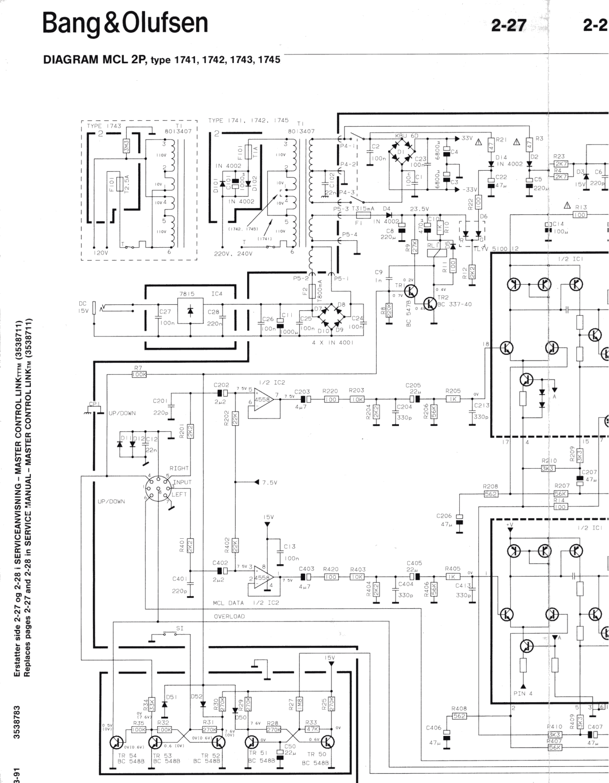 Bang and Olufsen MCL-2-P Schematic