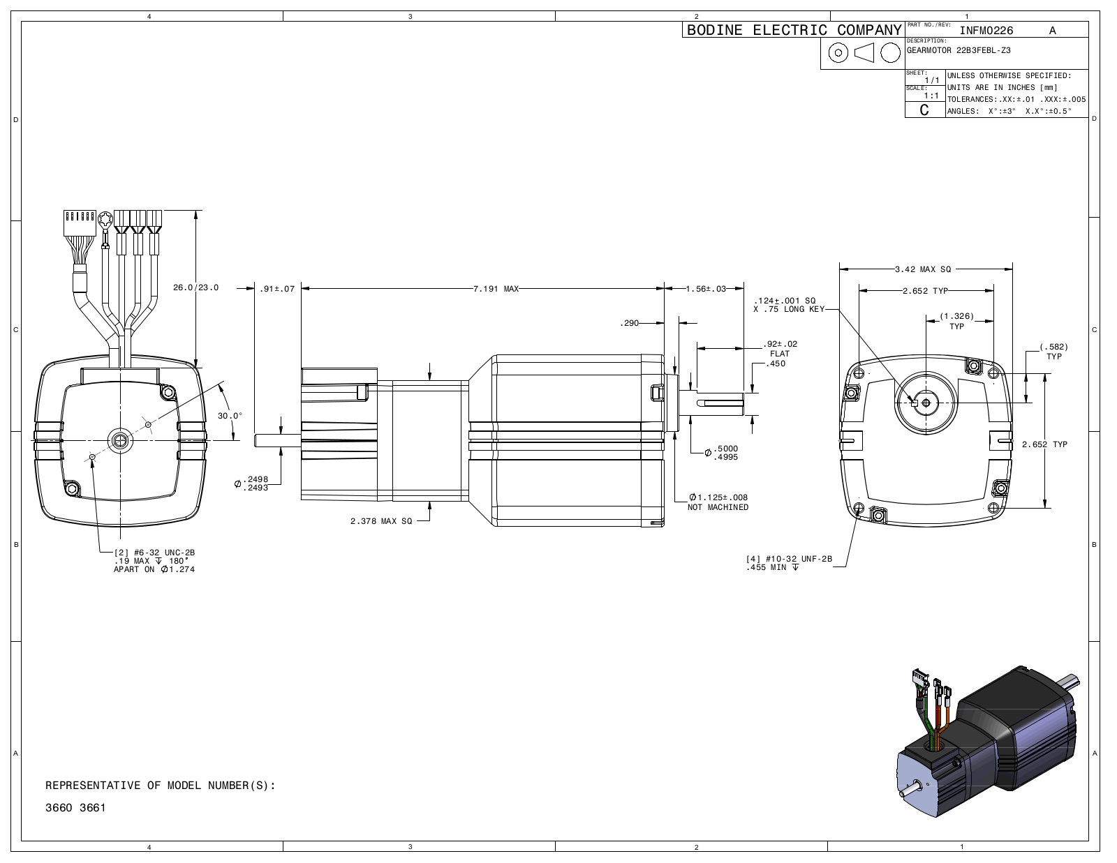 Bodine 3660, 3661 Reference Drawing