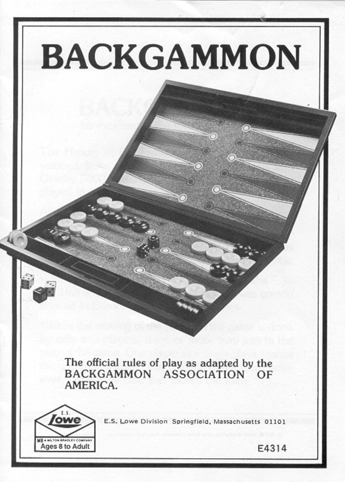 HASBRO Backgammon 1976 User Manual