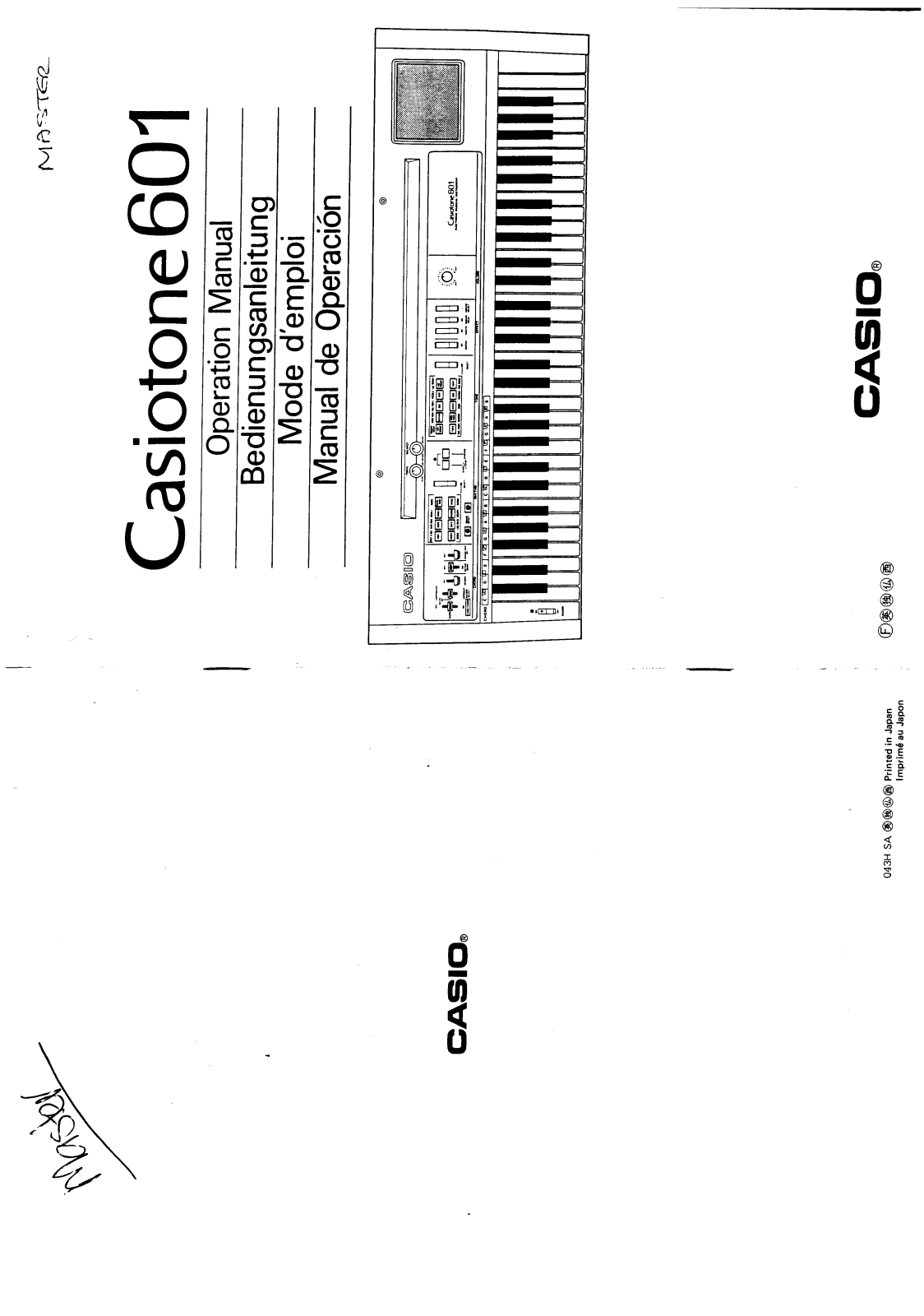 Casio Casiotone 601 User Manual
