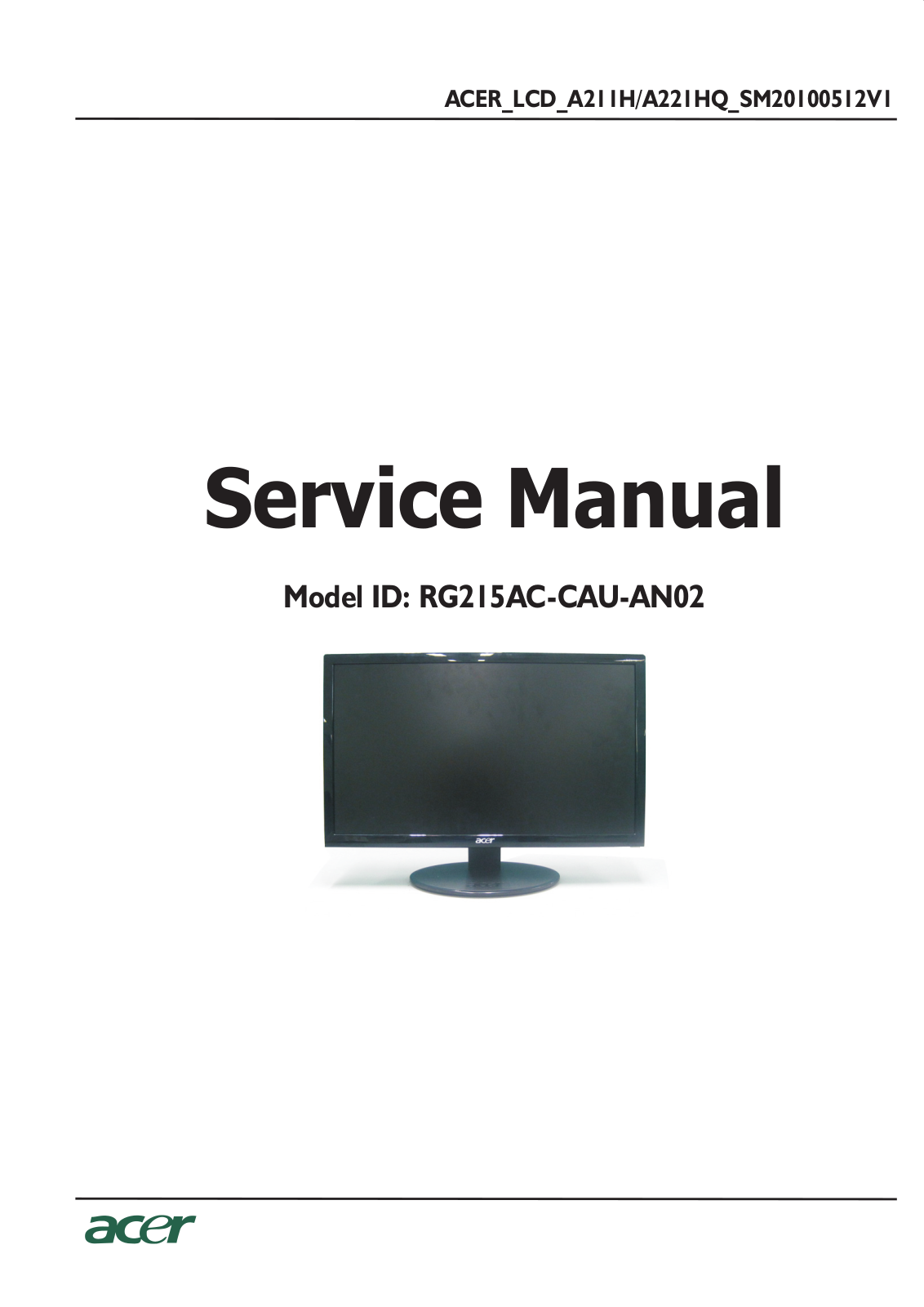 Acer LCD A211H, A221HQ Service manual