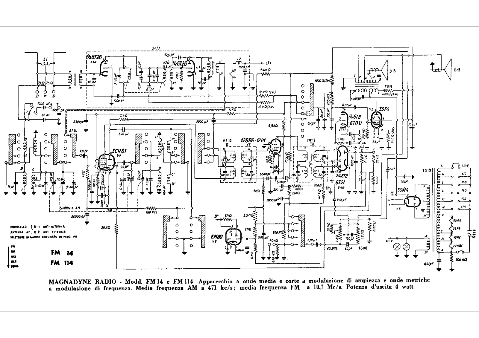 Magnadyne fm14, fm114 schematic