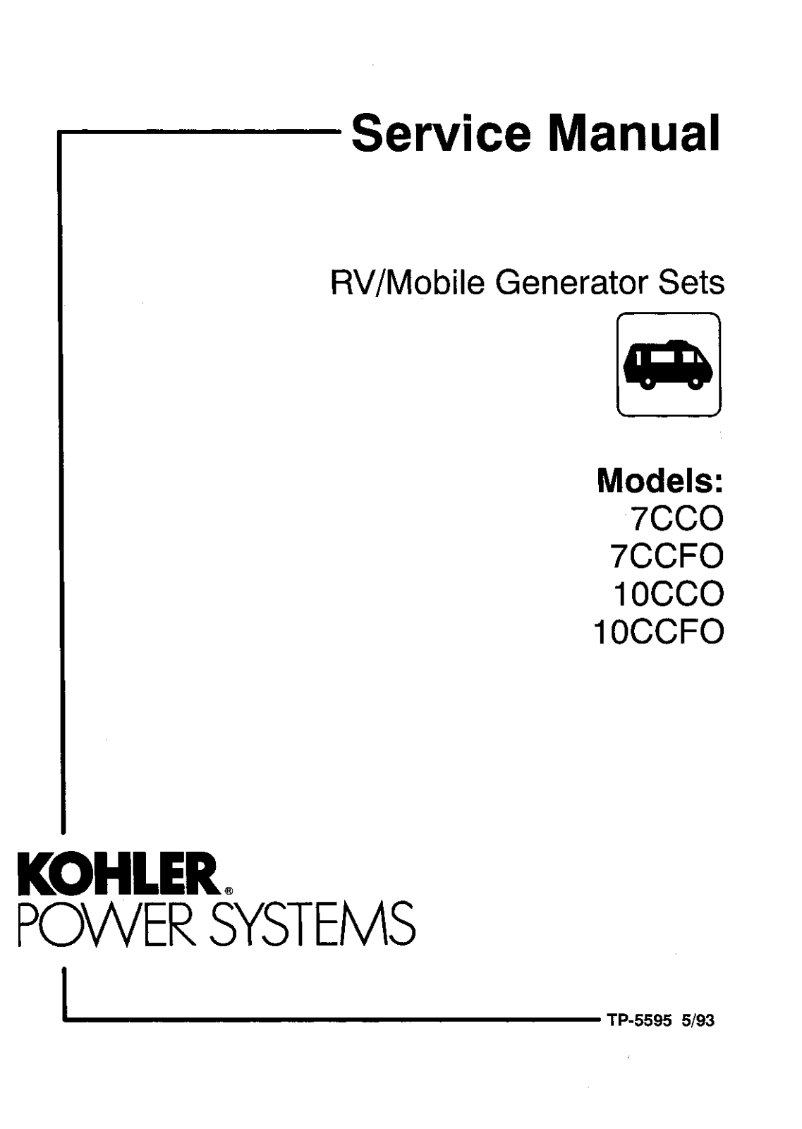 Kohler 7CCO, 7CCFO, 10CCO, 10CCFO Service Manual