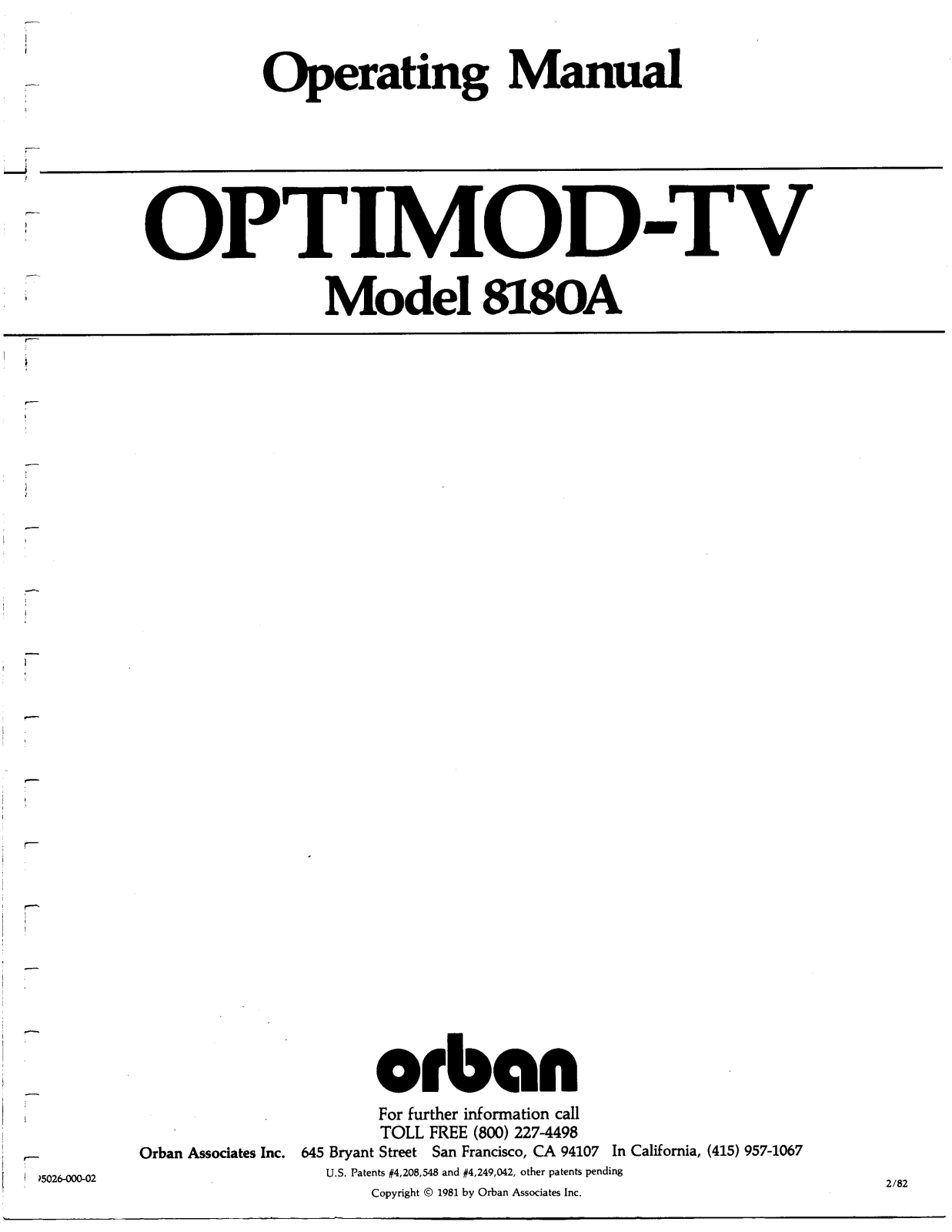 Orban TV 8180A Service manual