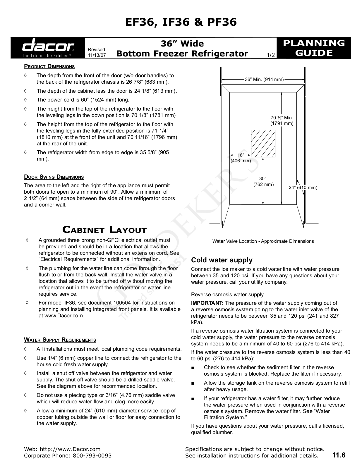 Dacor PF36 User Manual 2