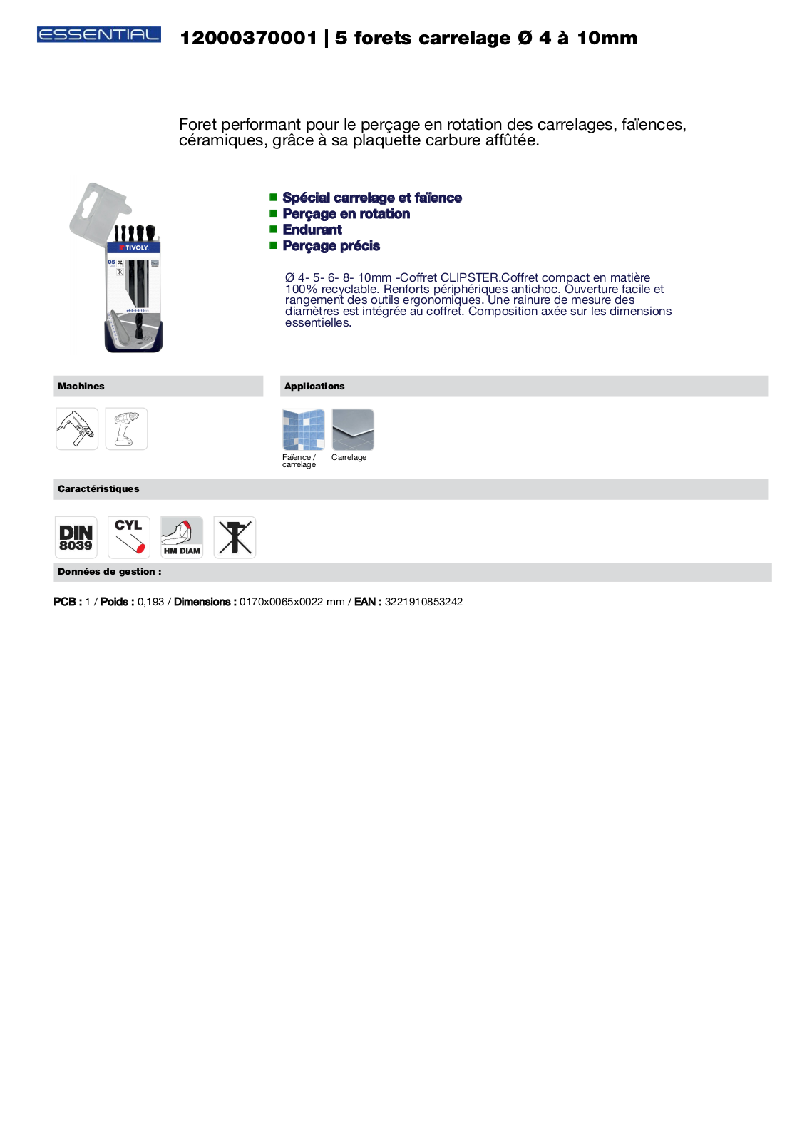 Tivoly 12000370001 Specification - ManualMachine.com