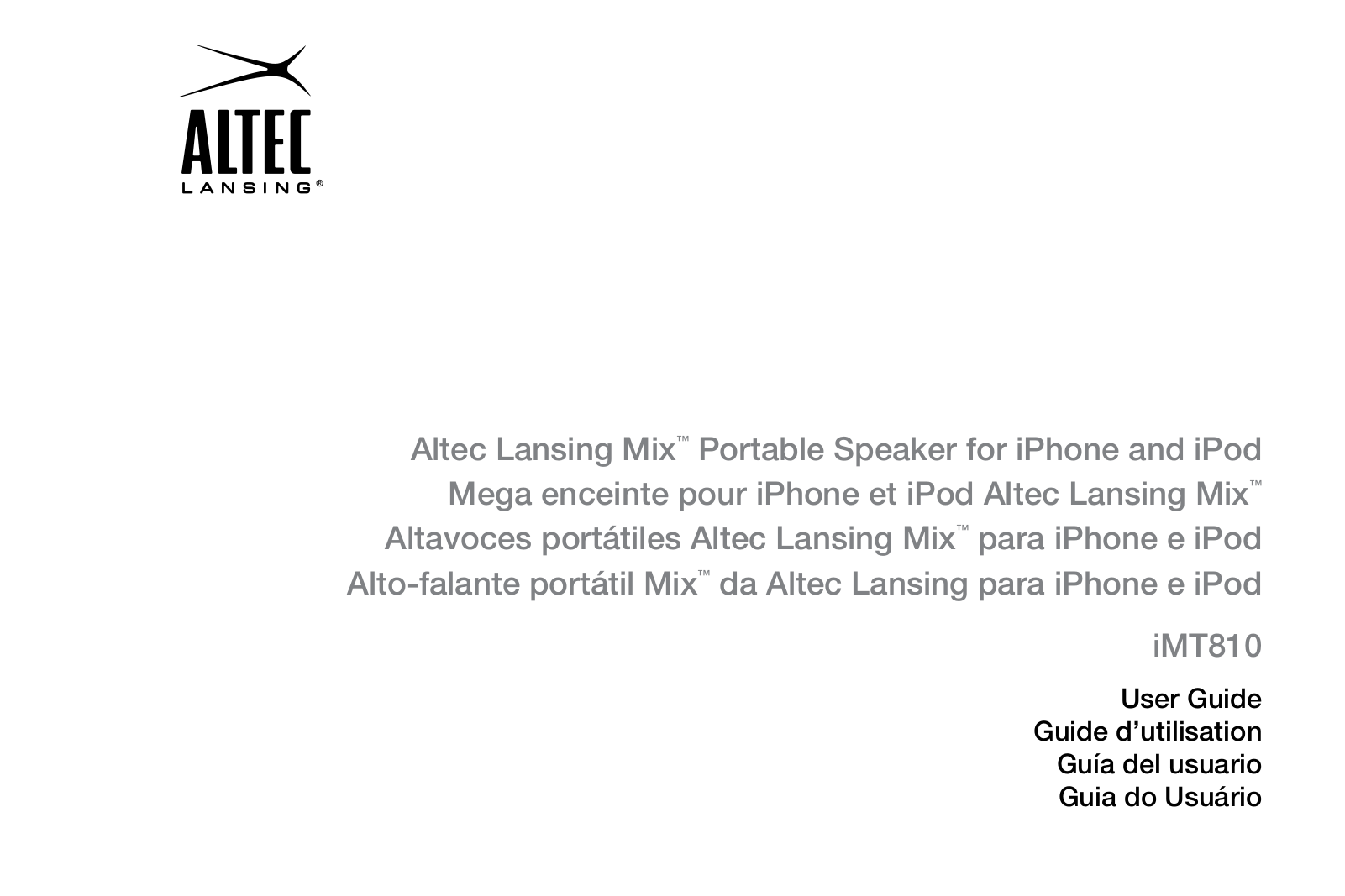 ALTEC LANSING MIX iMT810 User Manual