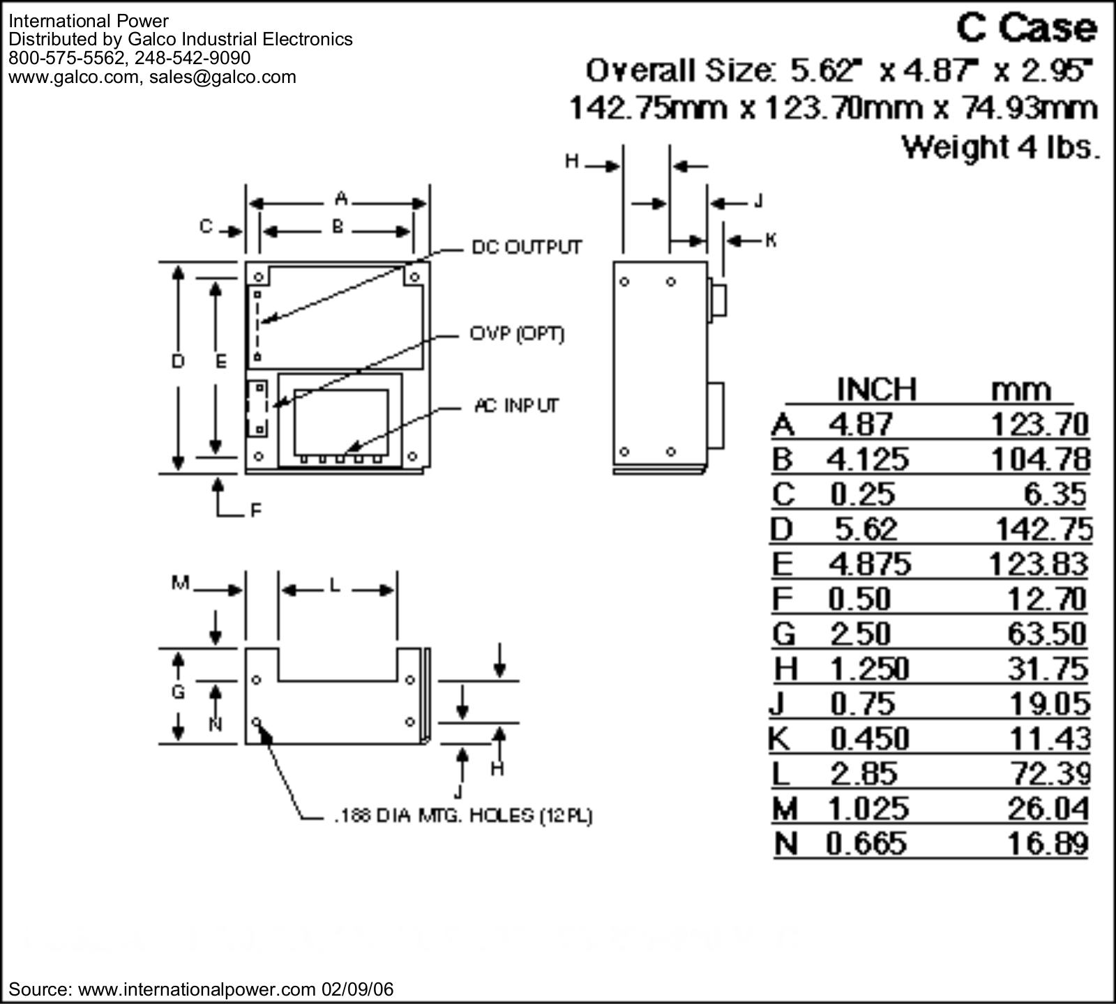 International Power C Case Dimensional Sheet - ManualMachine.com
