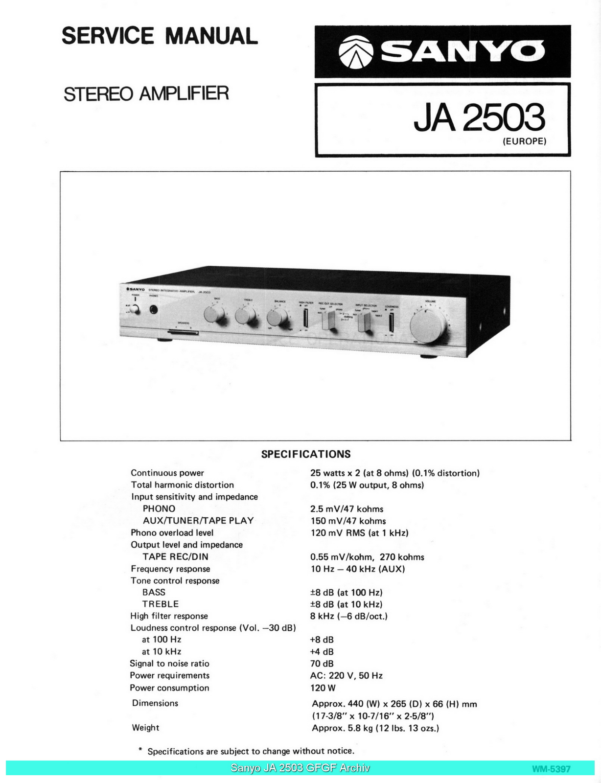 Sanyo JA-2503 Schematic