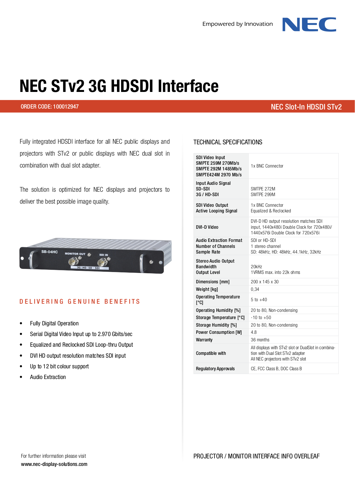 Nec 100012947 Datasheet