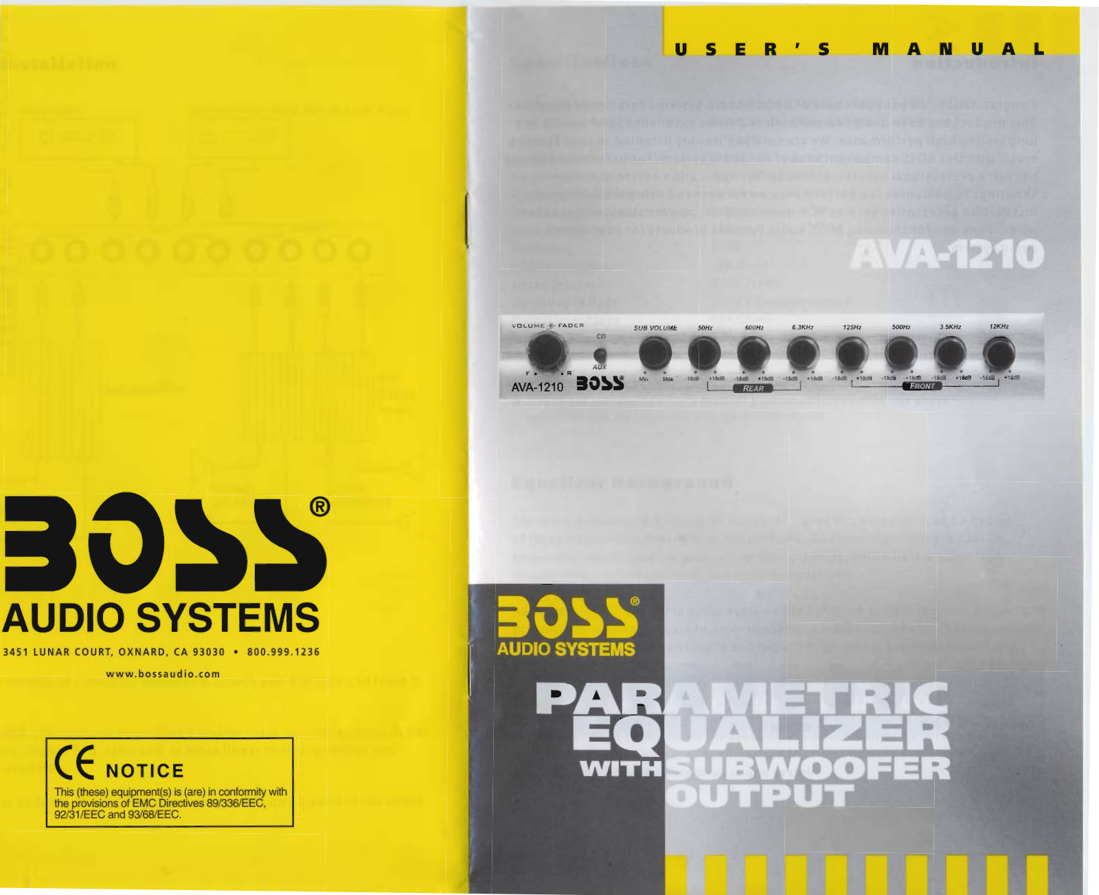 Boss Audio AVA-1210 Owner Manual