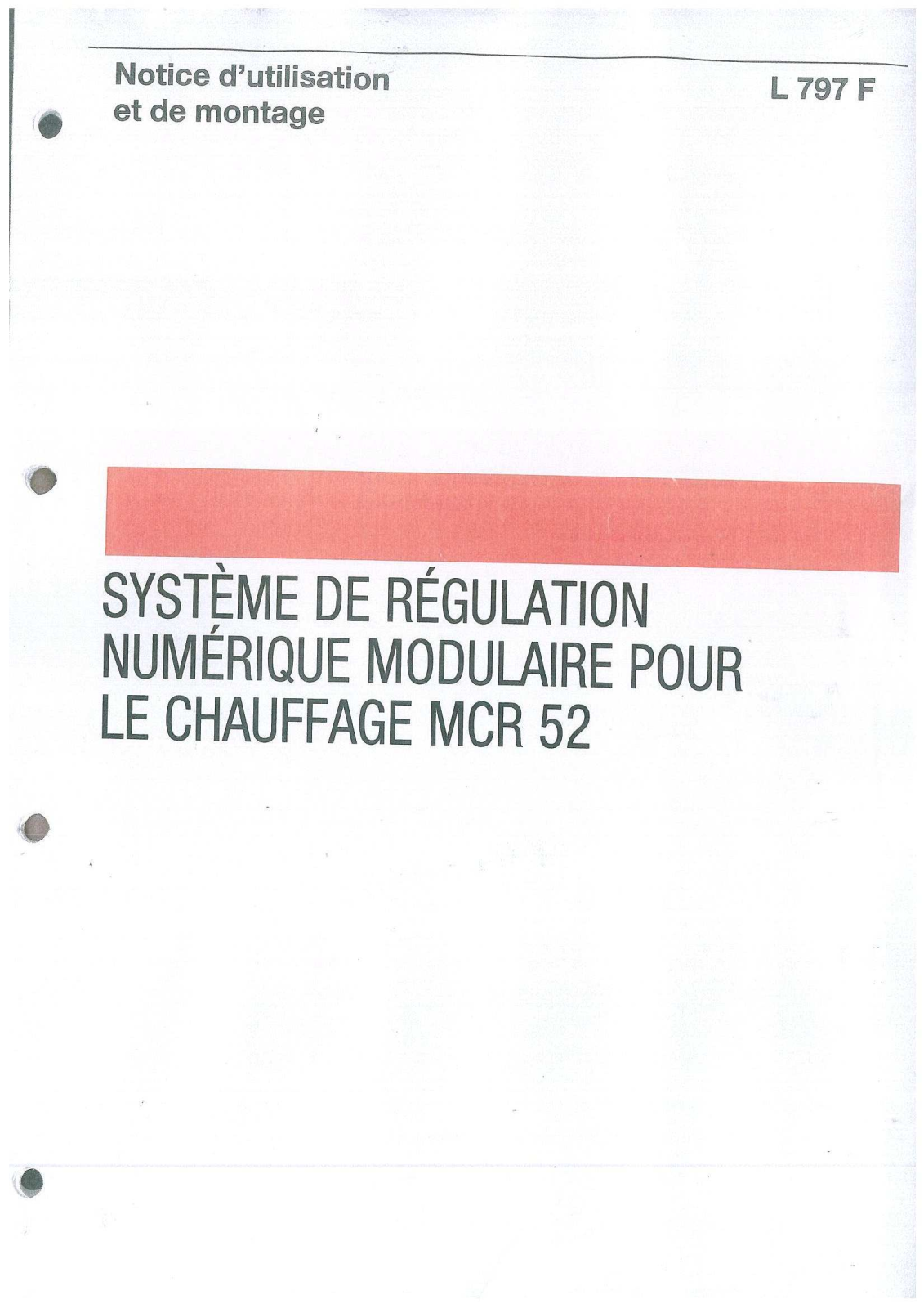 HONEYWELL MCR 52 User Manual