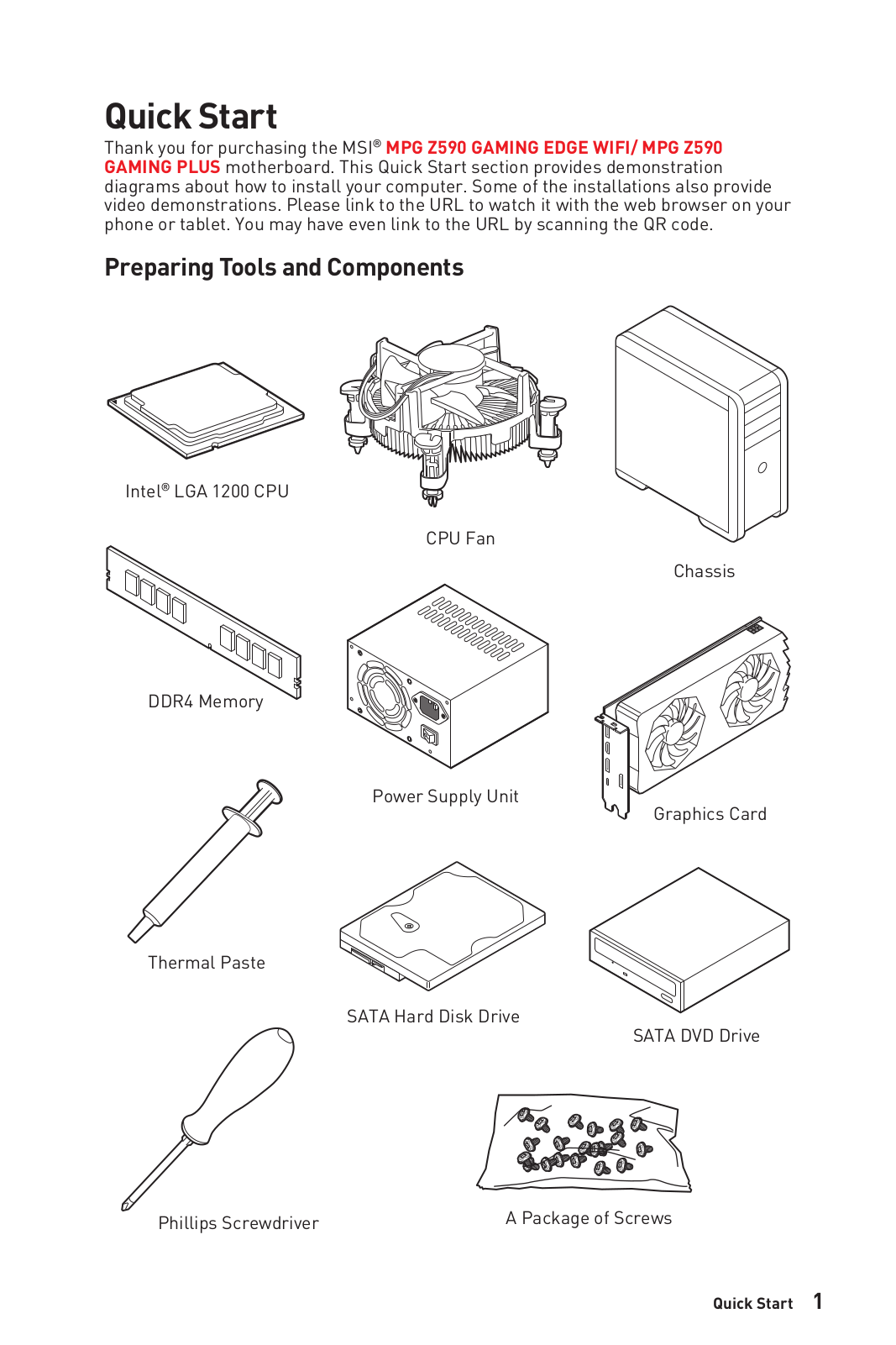 MSI MPG Z590 Quick Start Guide