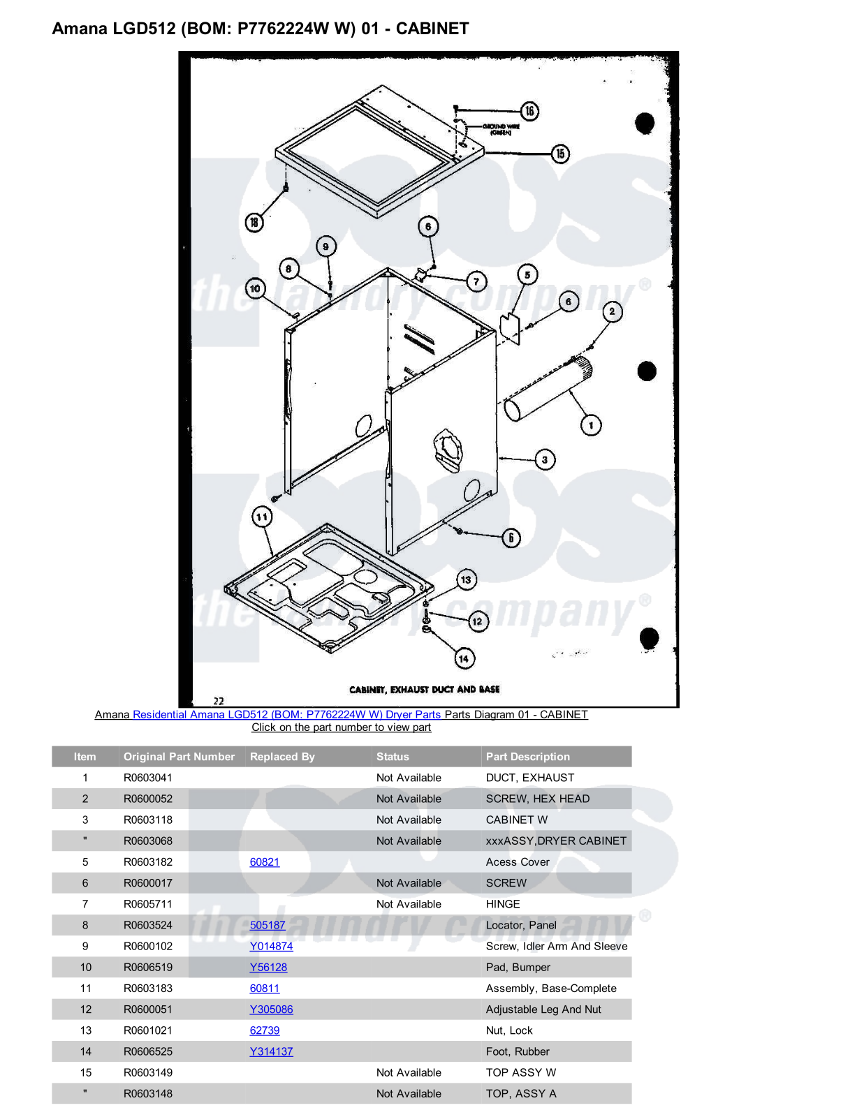 Amana LGD512 Parts Diagram