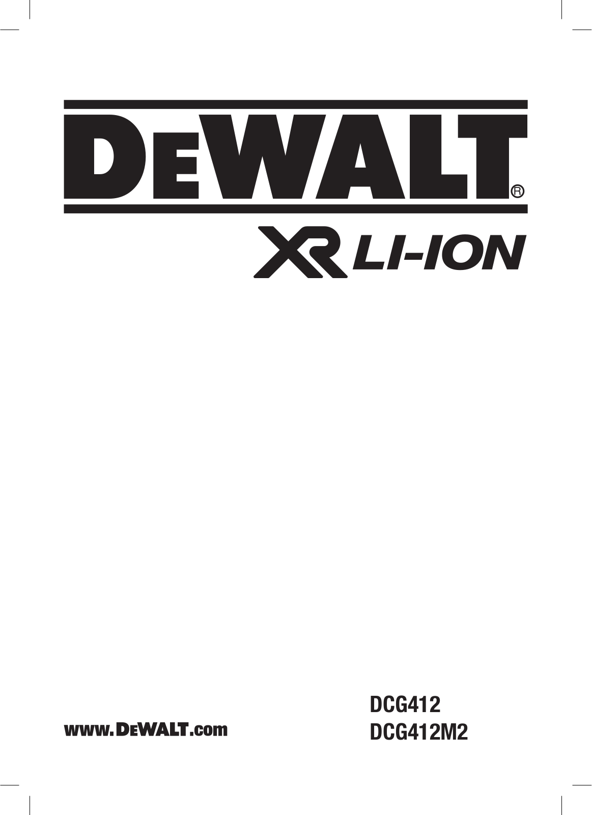 DeWalt DCG412, DCG412M2 User Manual