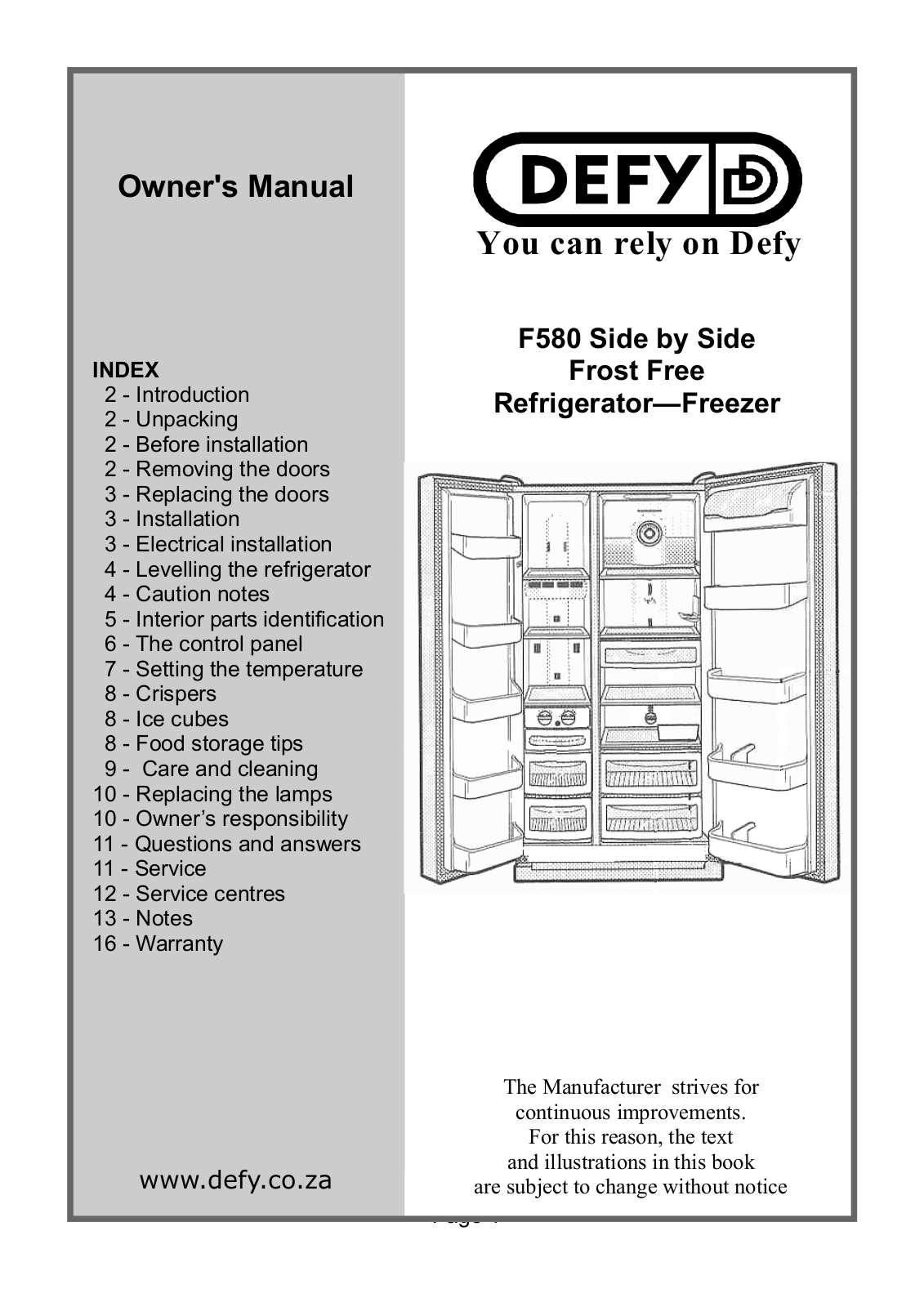 DEFY F580 Owner's Manual