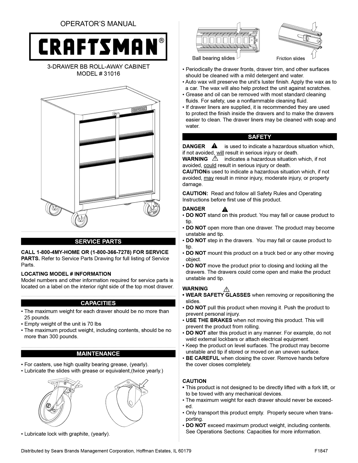 Craftsman 706310160, 70631016 Owner’s Manual