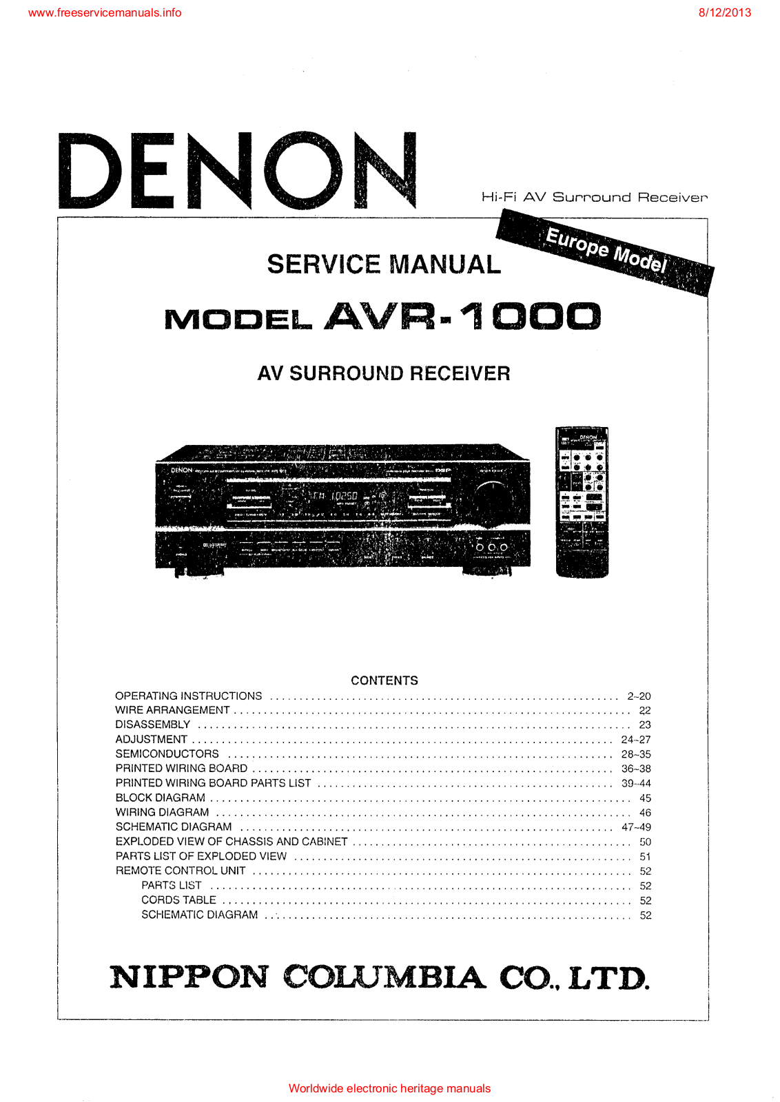 Denon AVR-1000 Schematic