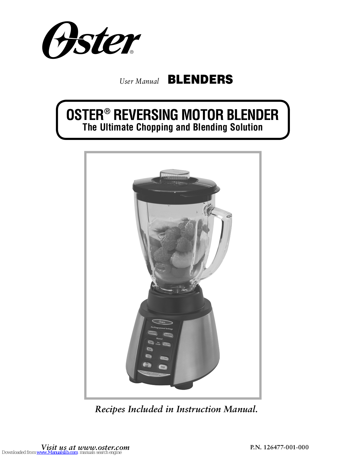 Oster REVERSING MOTOR BLENDER, BVCB07 User Manual