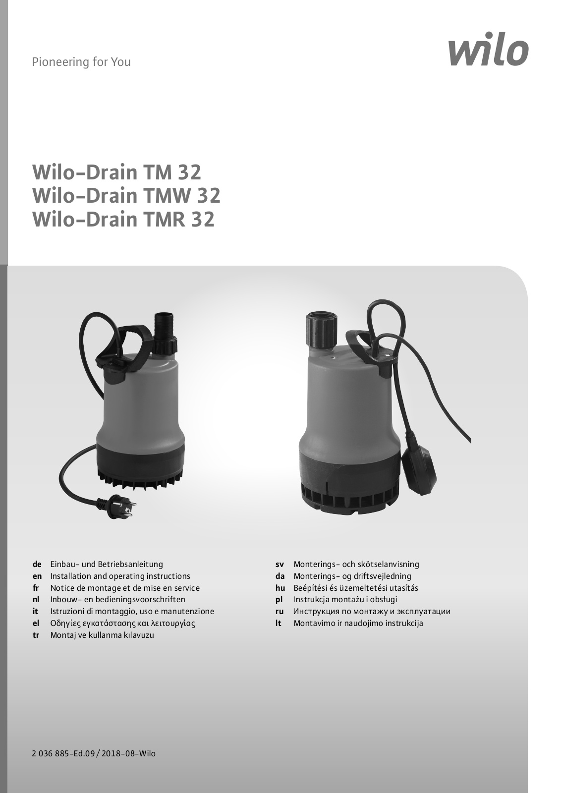 Wilo Wilo-Drain TM 32, Wilo-Drain TMW 32, Wilo-Drain TMR 32 Specification - ManualMachine.com