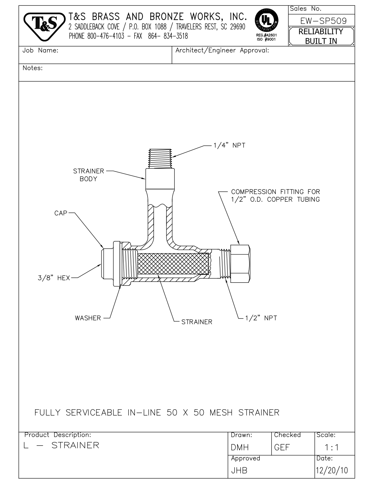 T&S Brass EW-SP509 User Manual