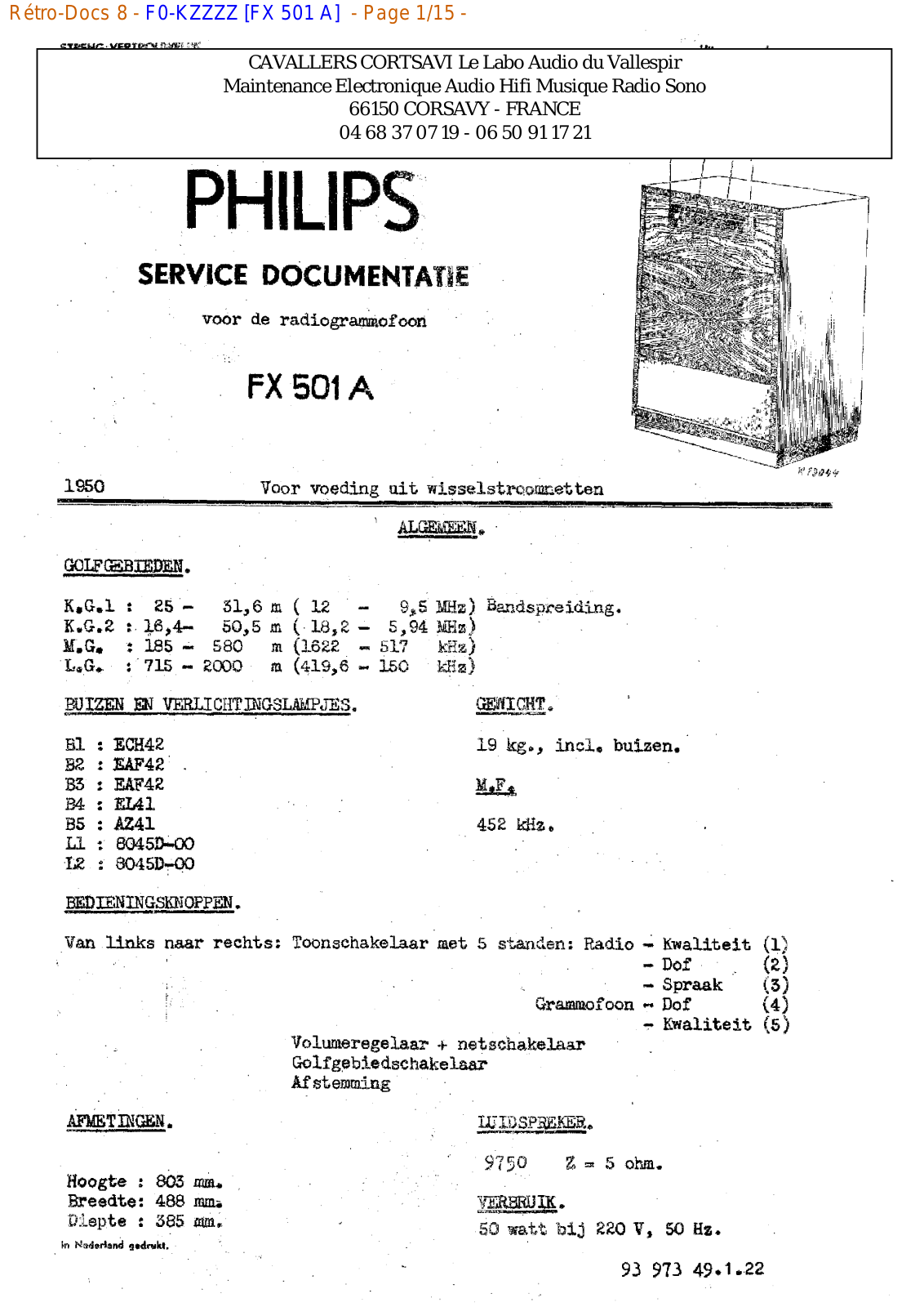 Philips fx 501 a Datasheet - ManualMachine.com