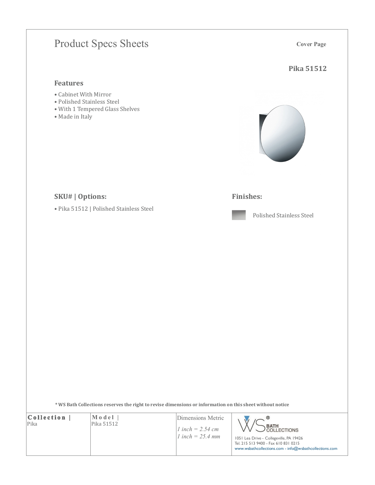 WS Bath Collections WSO1292 Specifications - ManualMachine.com