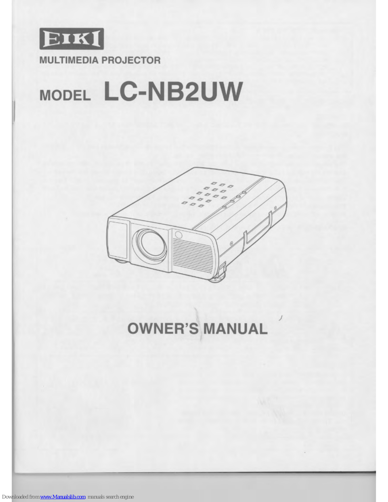 Eiki LC NB2UW LC-NB2UW LC-NB2UW, LC-NB2UW Owner's Manual