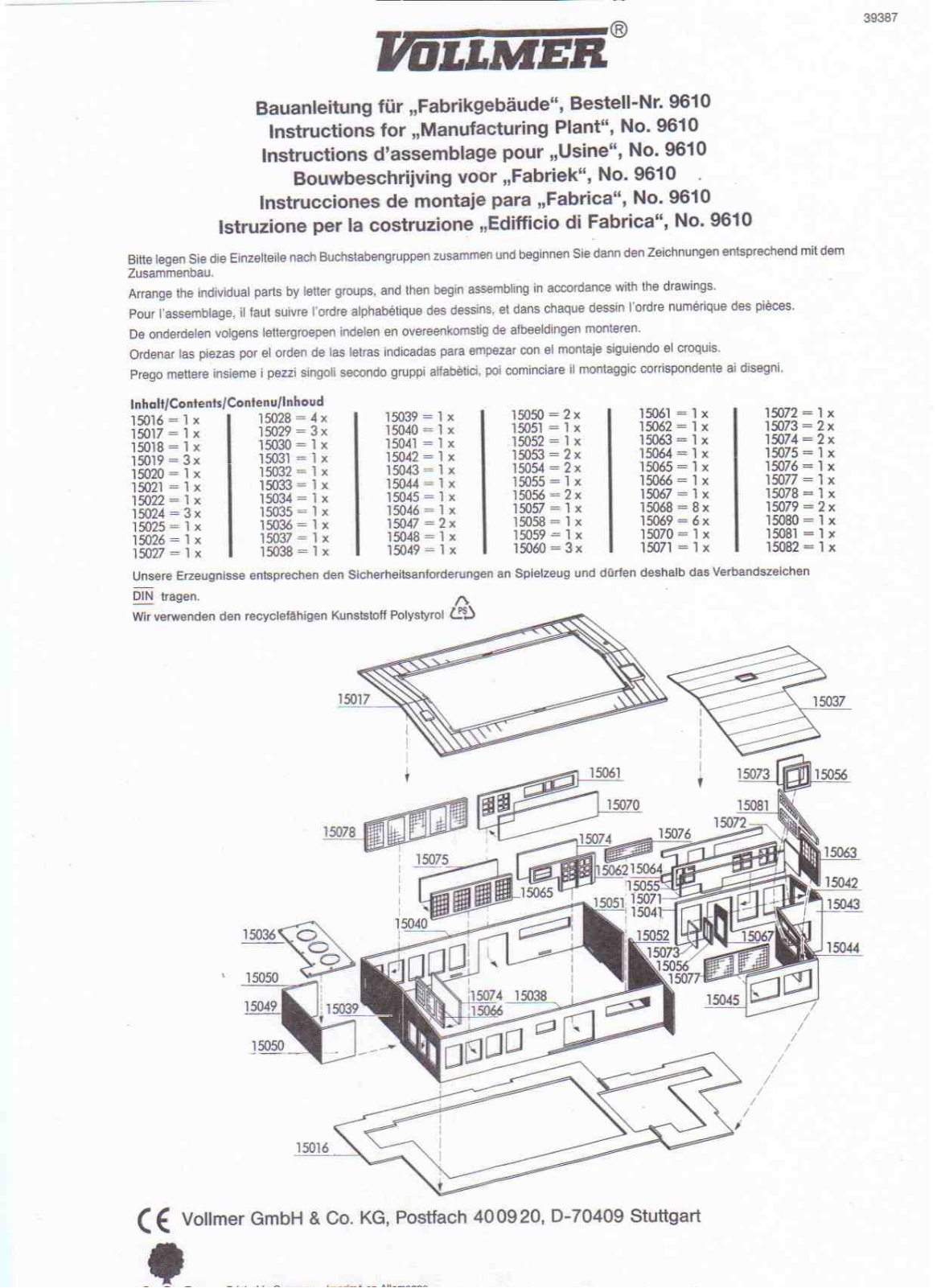 Vollmer 9610 Instructions