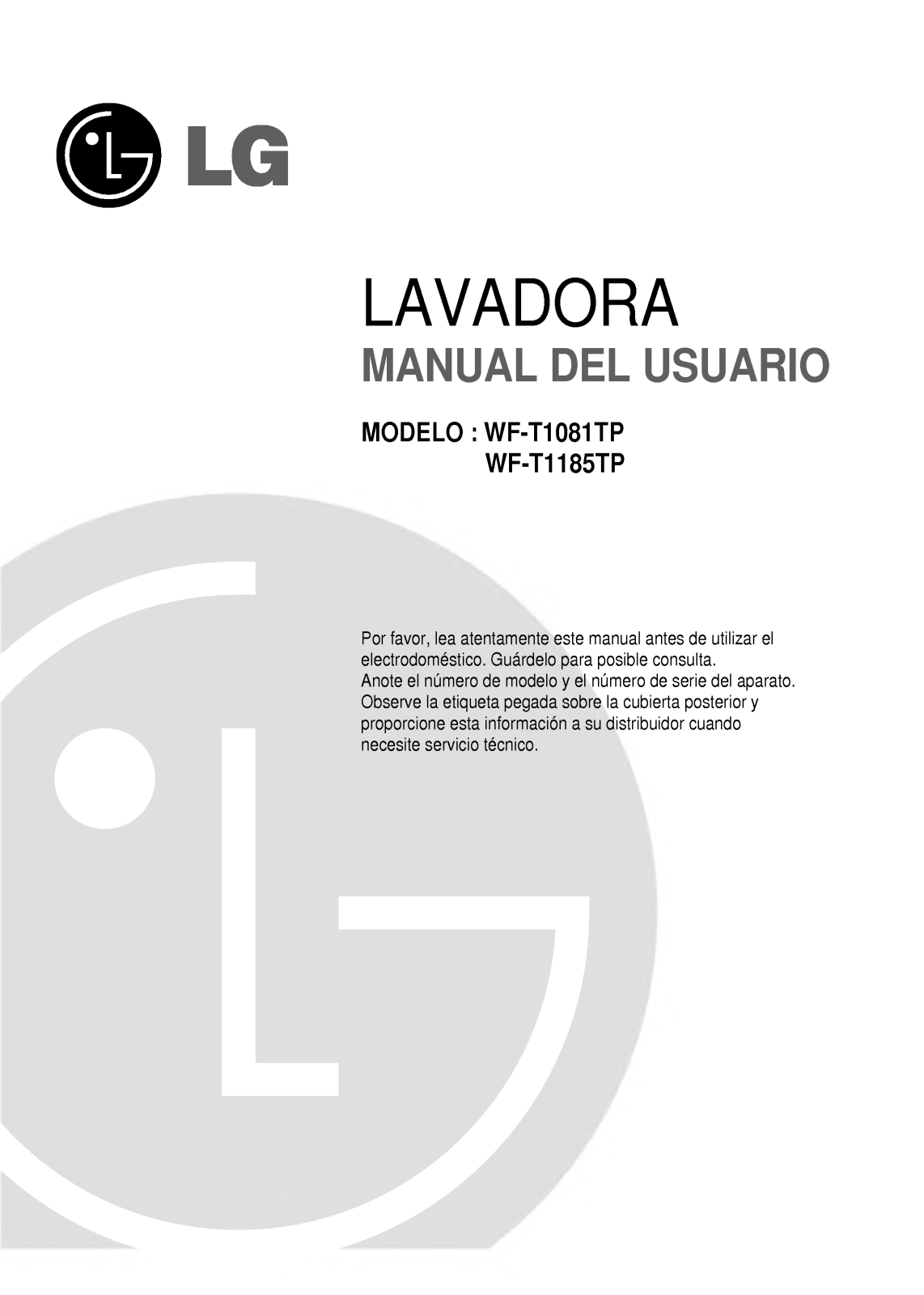 Lg WF-T1081TP, WF-T1085TP User Manual