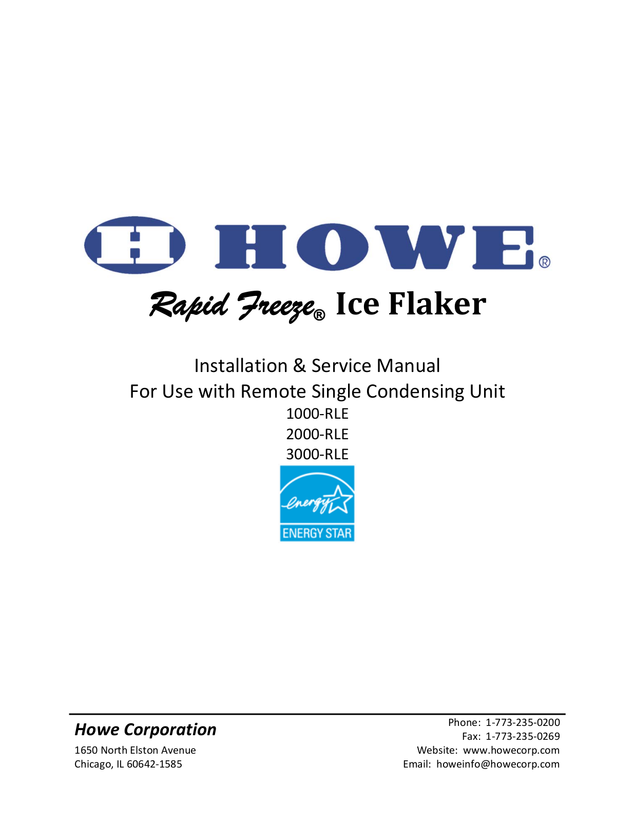 Howe 1000-RLE Installation  Manual