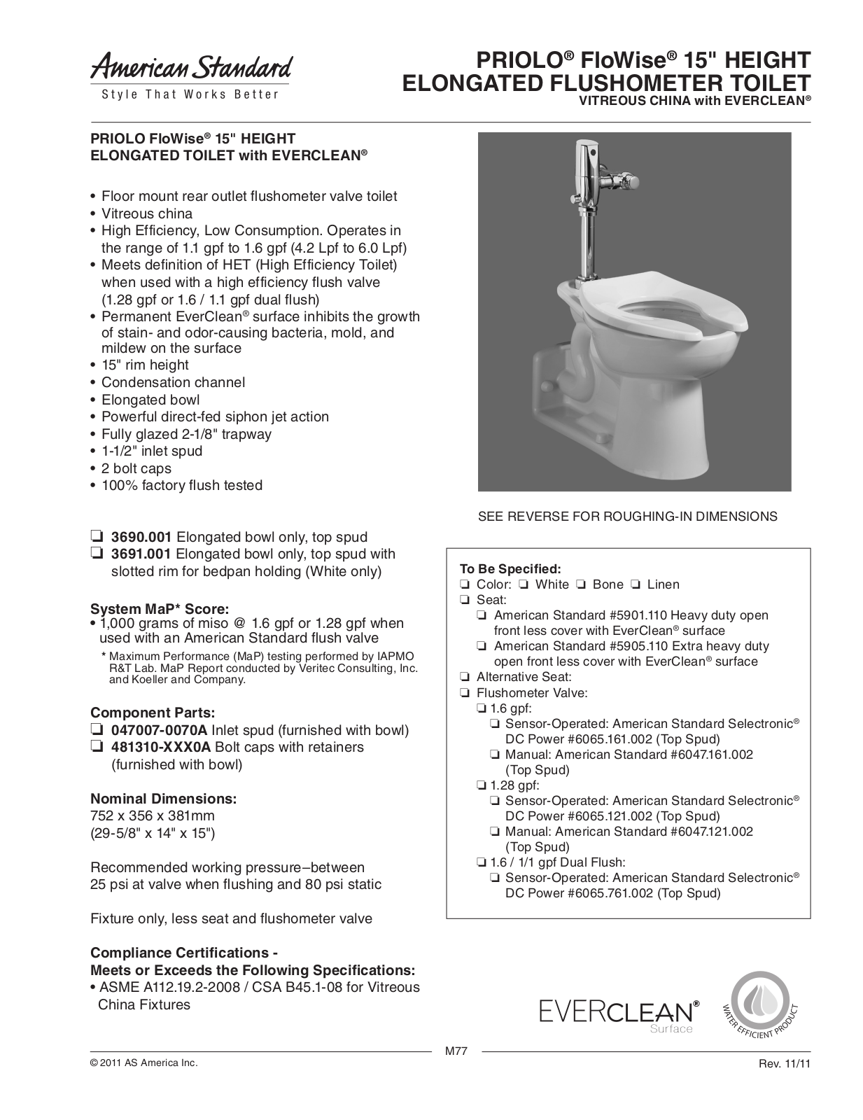 American Standard ASD8669 Specifications - ManualMachine.com