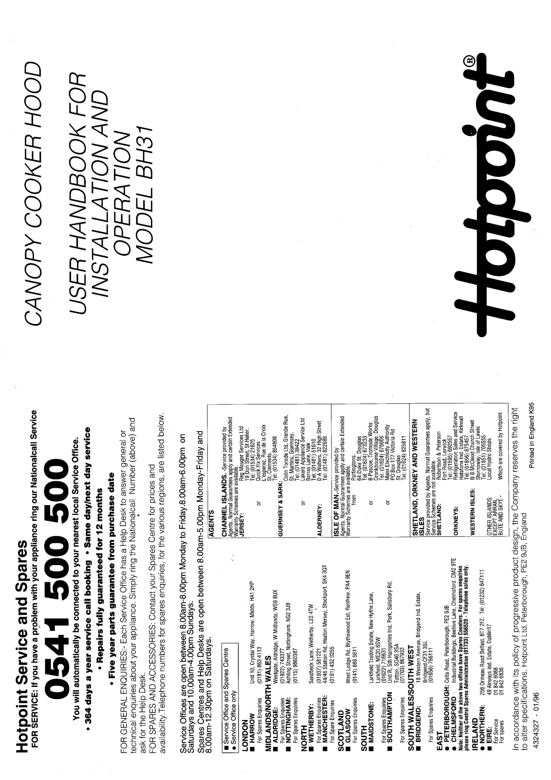 Hotpoint BH31 Instruction Manual