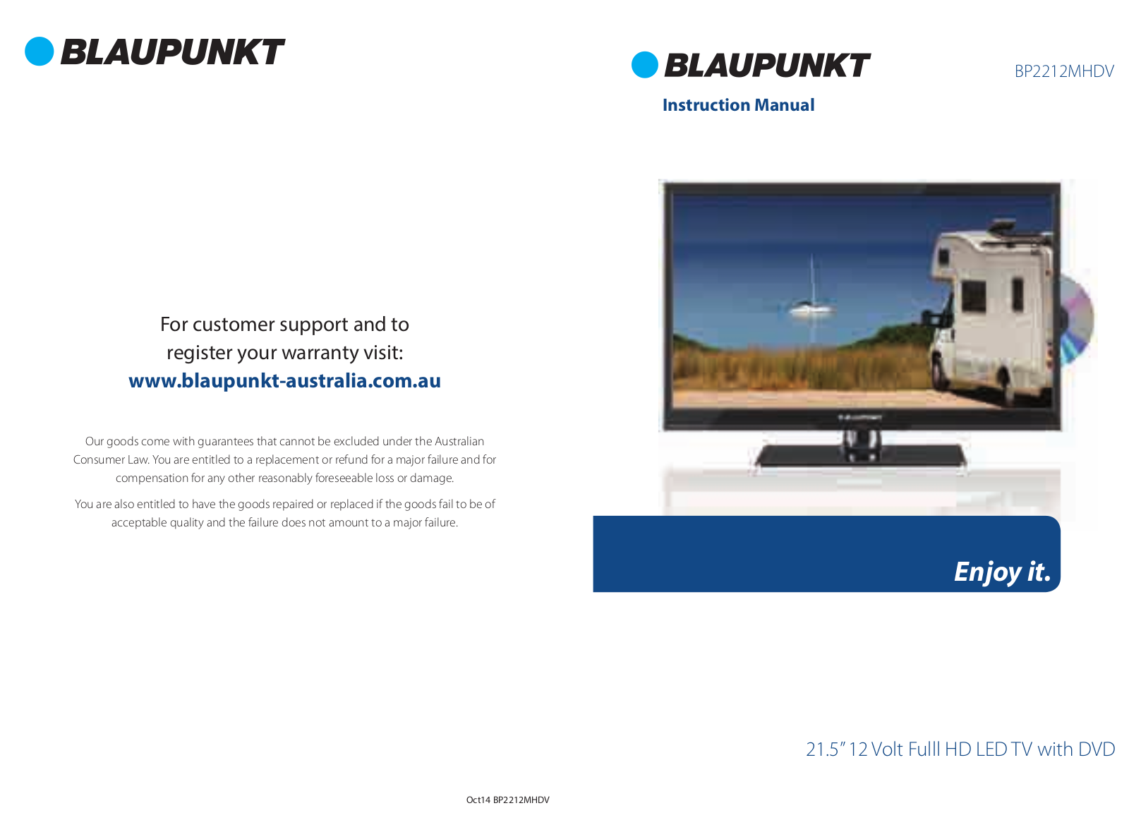 Blaupunkt BP2212MHDV Product Manual