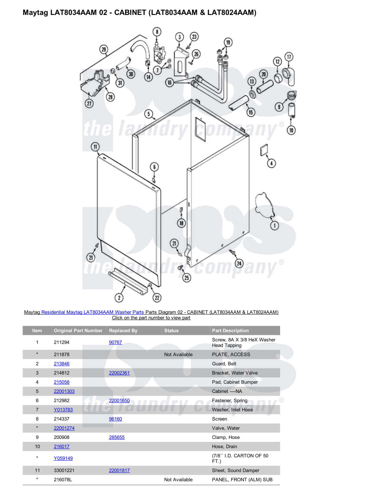 Maytag LAT8034AAM Parts Diagram