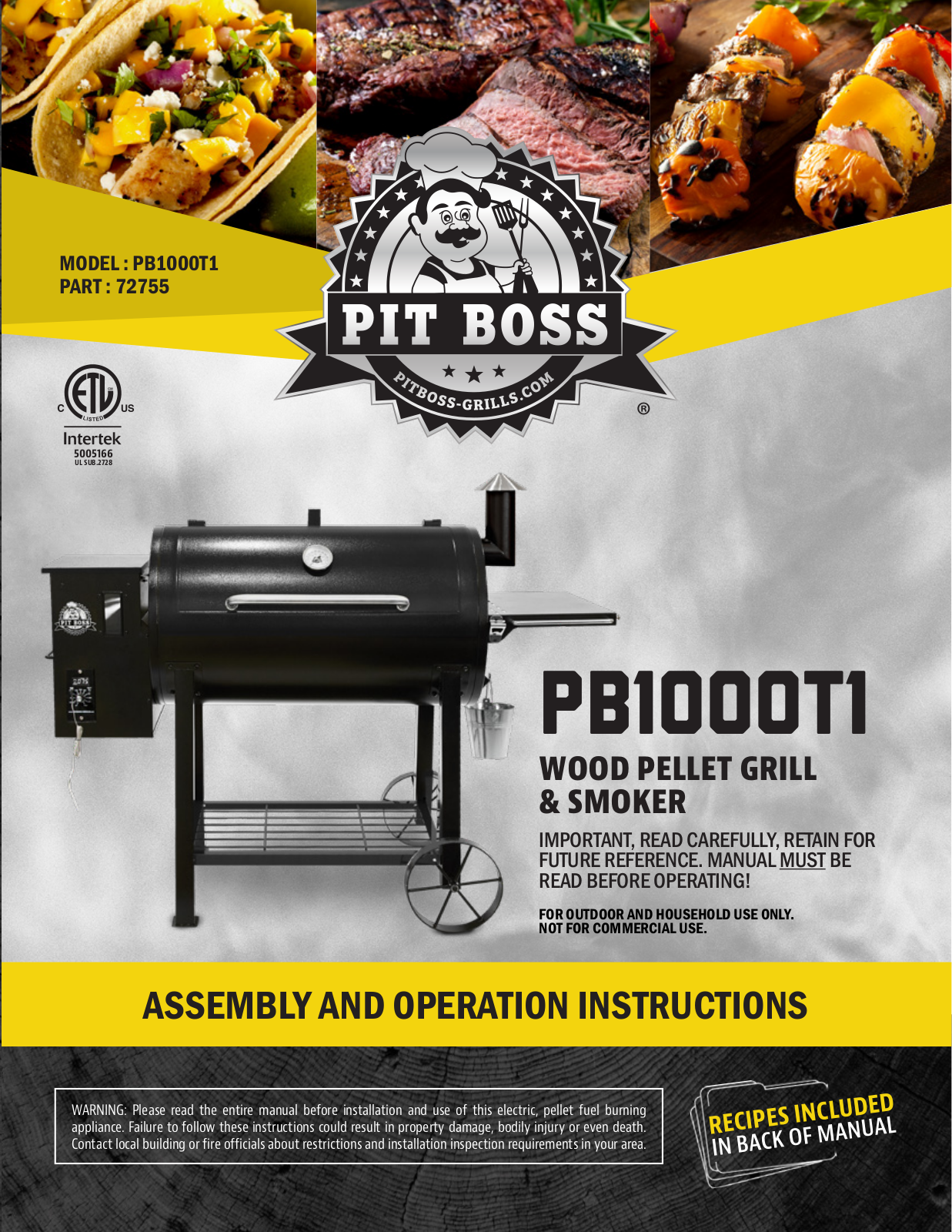 Pit boss PB1000T1 User Manual