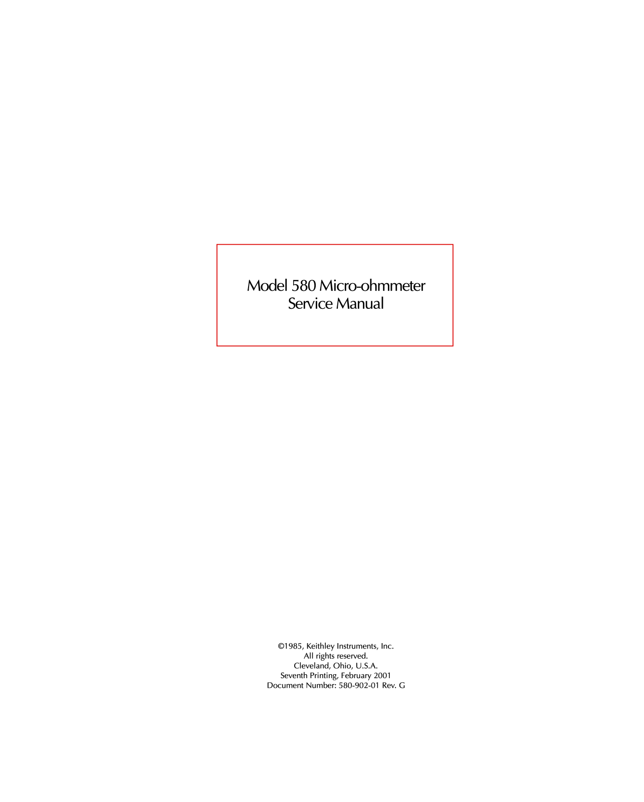 Keithley 580 Service manual