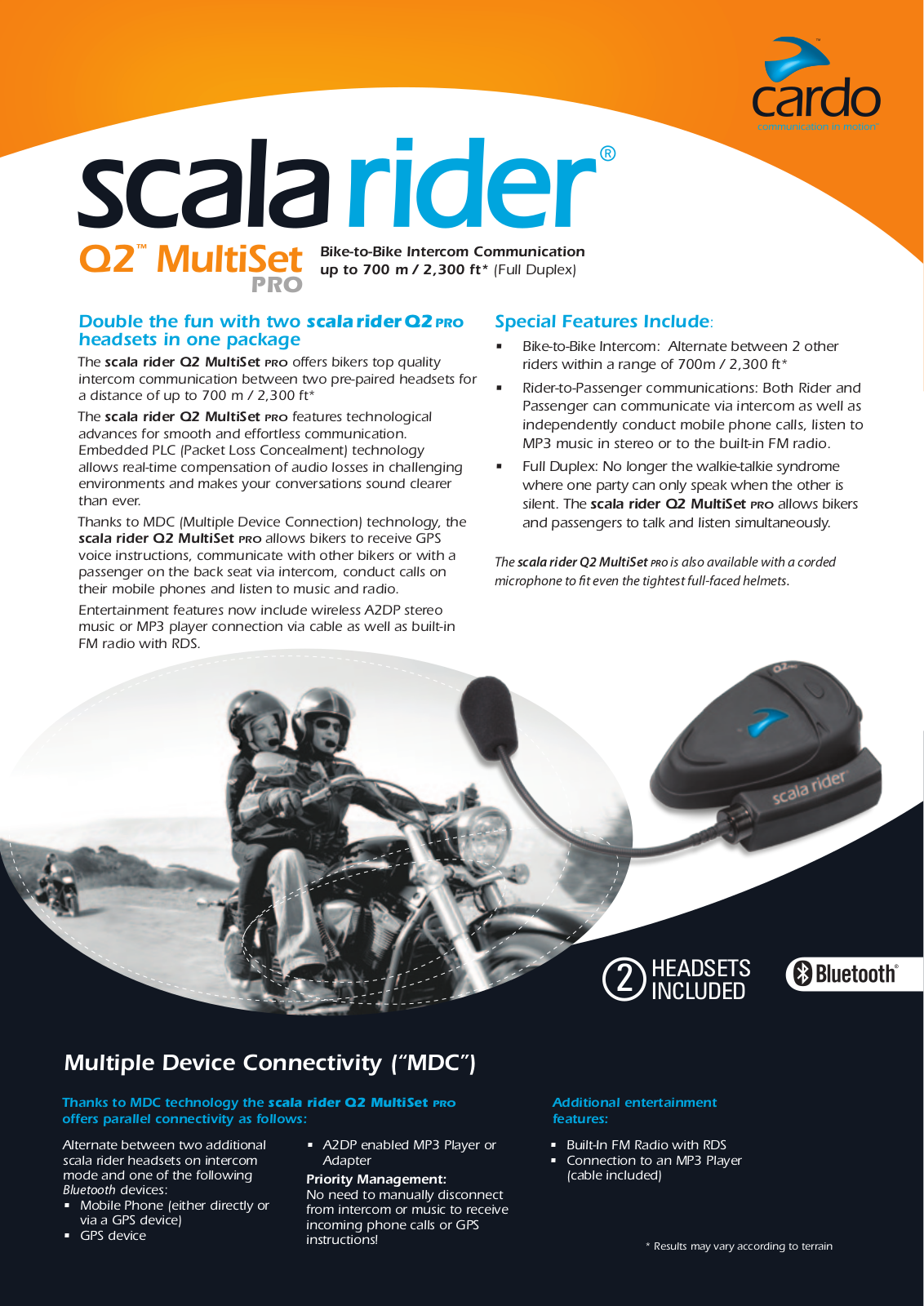 Cardo SCALA RIDER Q2PRO MULTISET DATASHEET