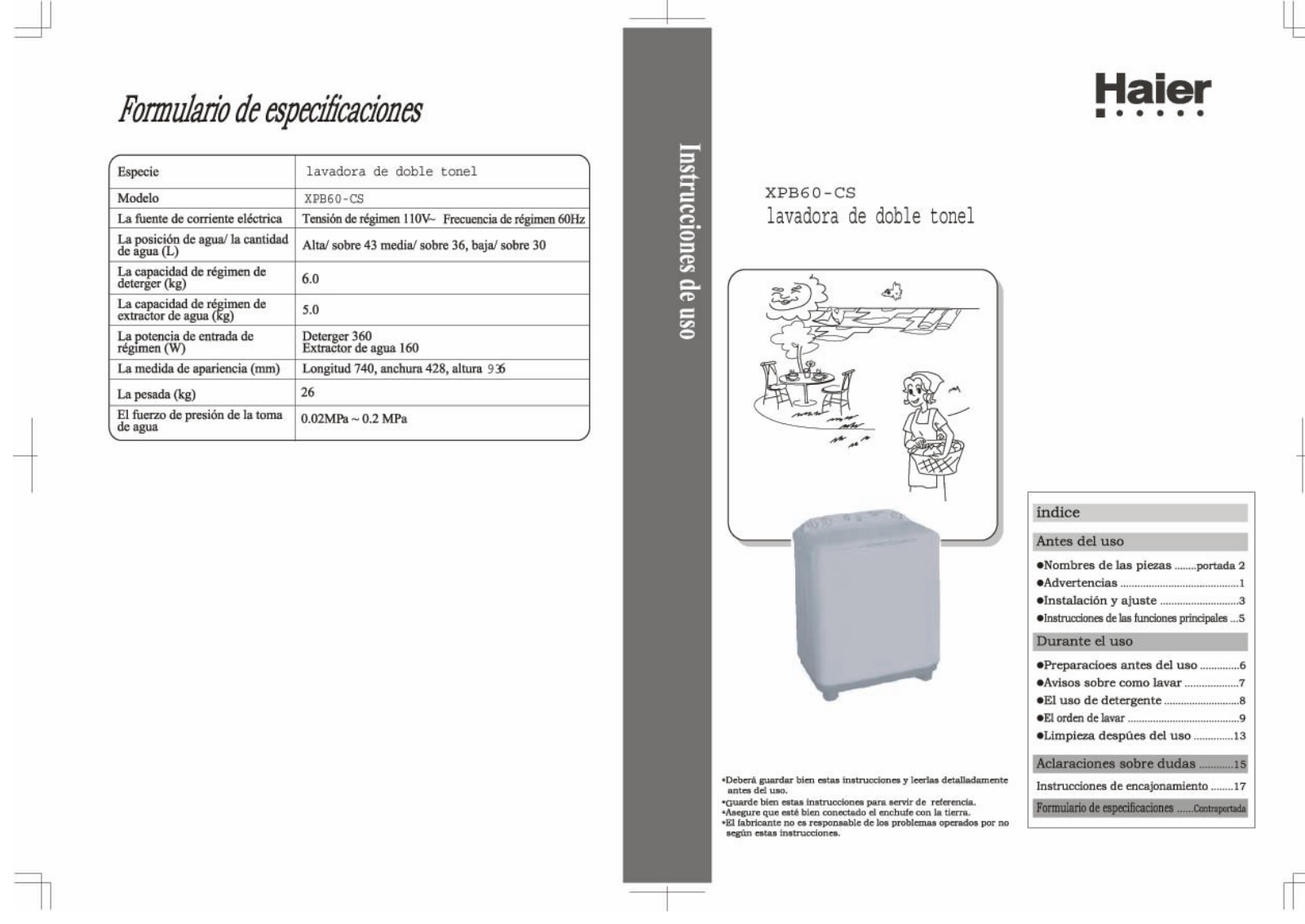 Haier XPB65-CS User Manual