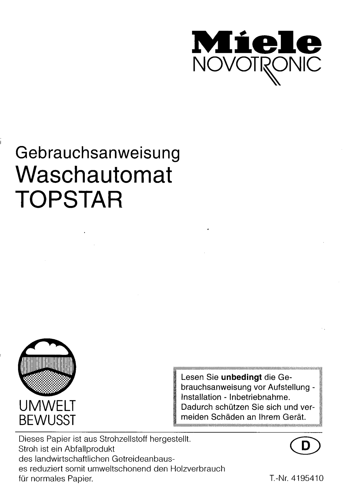 Miele TOPSTAR User manual