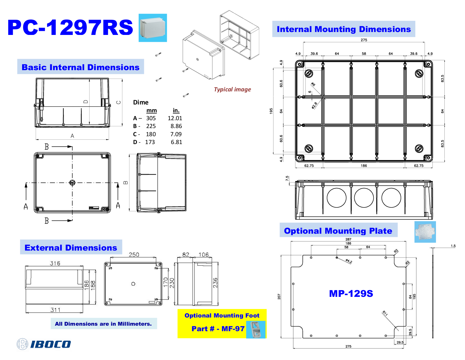 Iboco PC-1297RS Dimensional Sheet