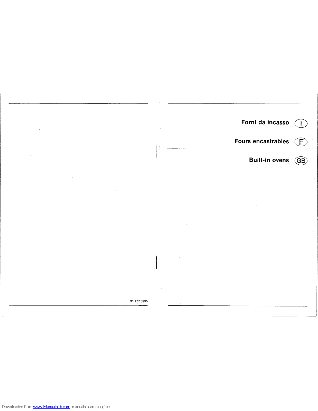 Smeg 91 477 0995 Instructions For Use Manual