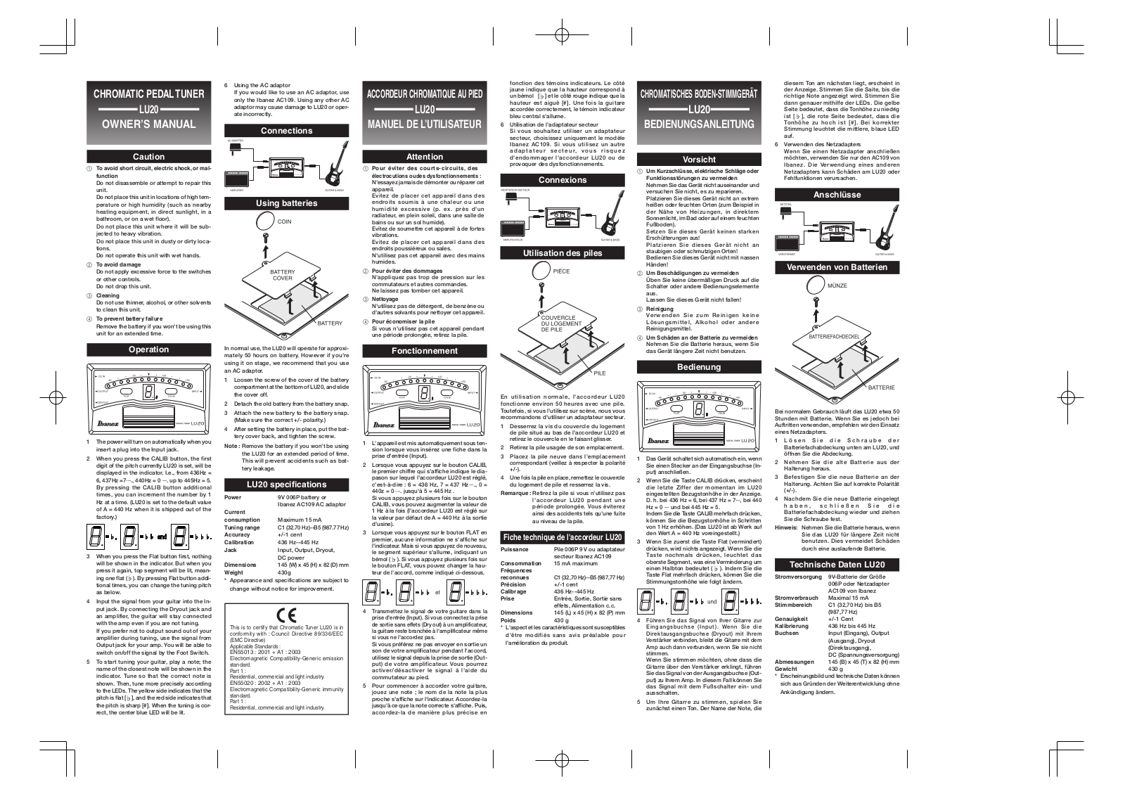 Ibanez LU20 Owner's Manual