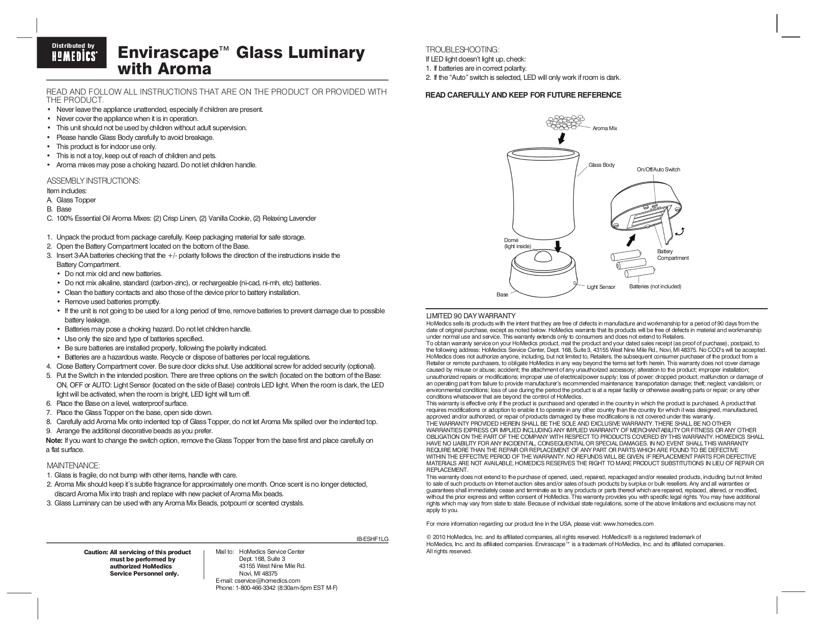 Homedics ES-HF1LG Instruction Manual