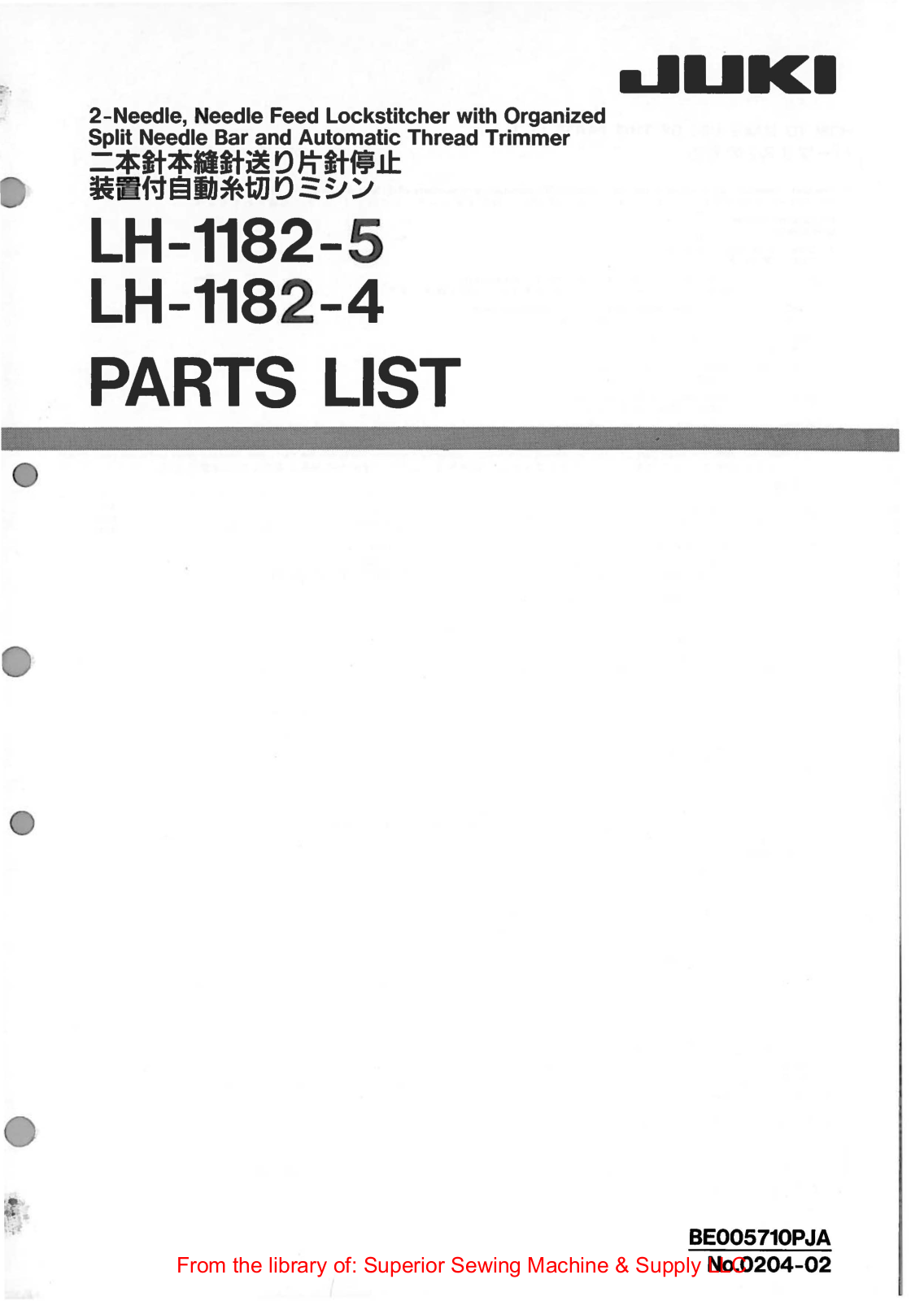 Juki LH-1182-4, LH-1182-5 Manual