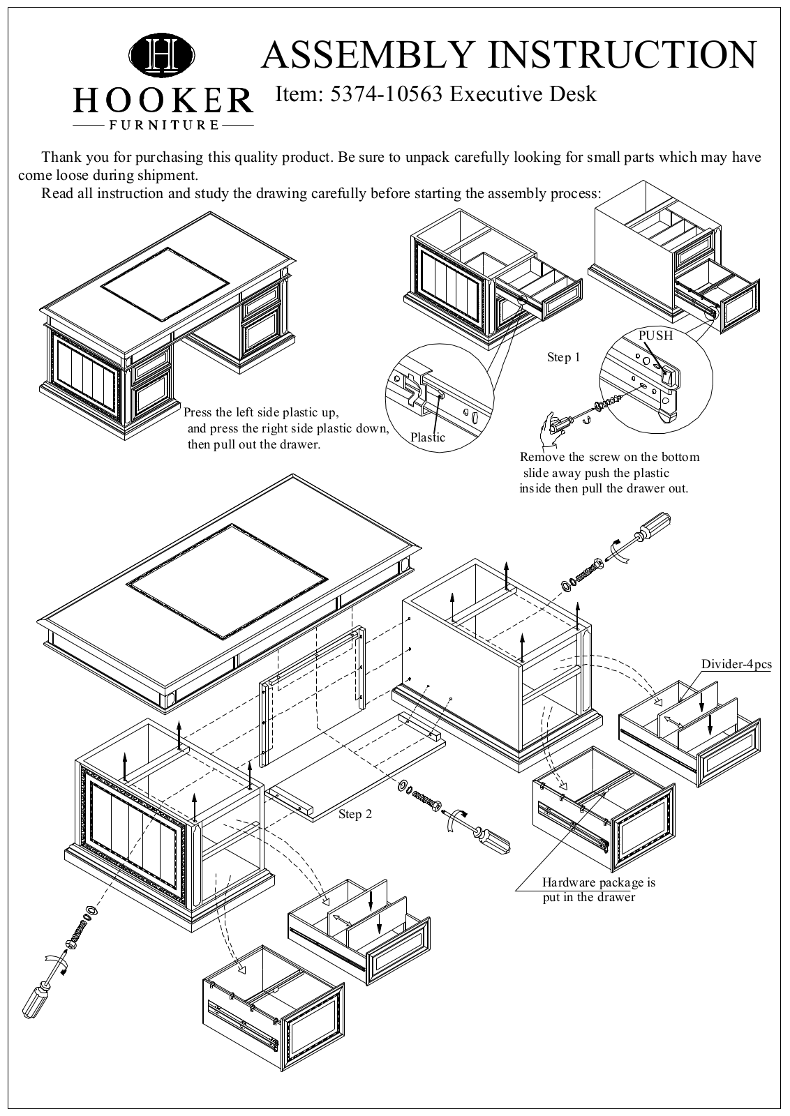 Hooker Furniture 537410563 Assembly Guide