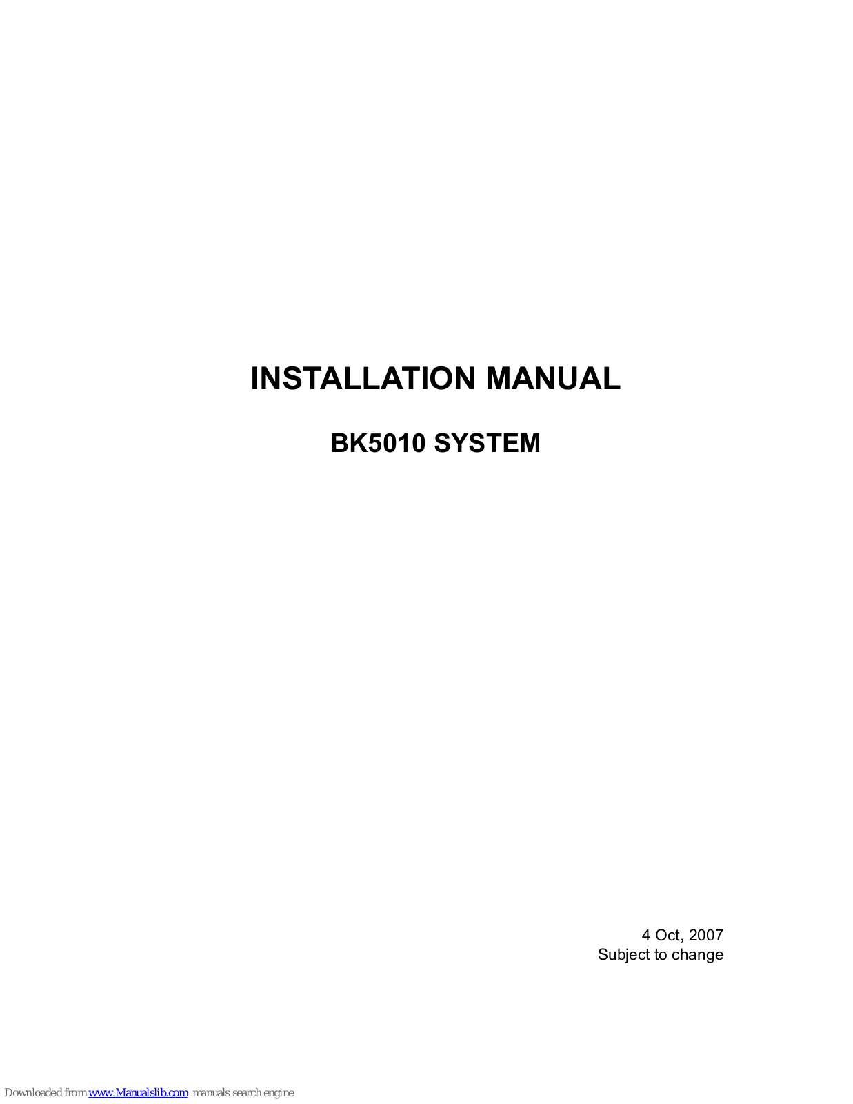 Ricoh BK5010 Installation Manual