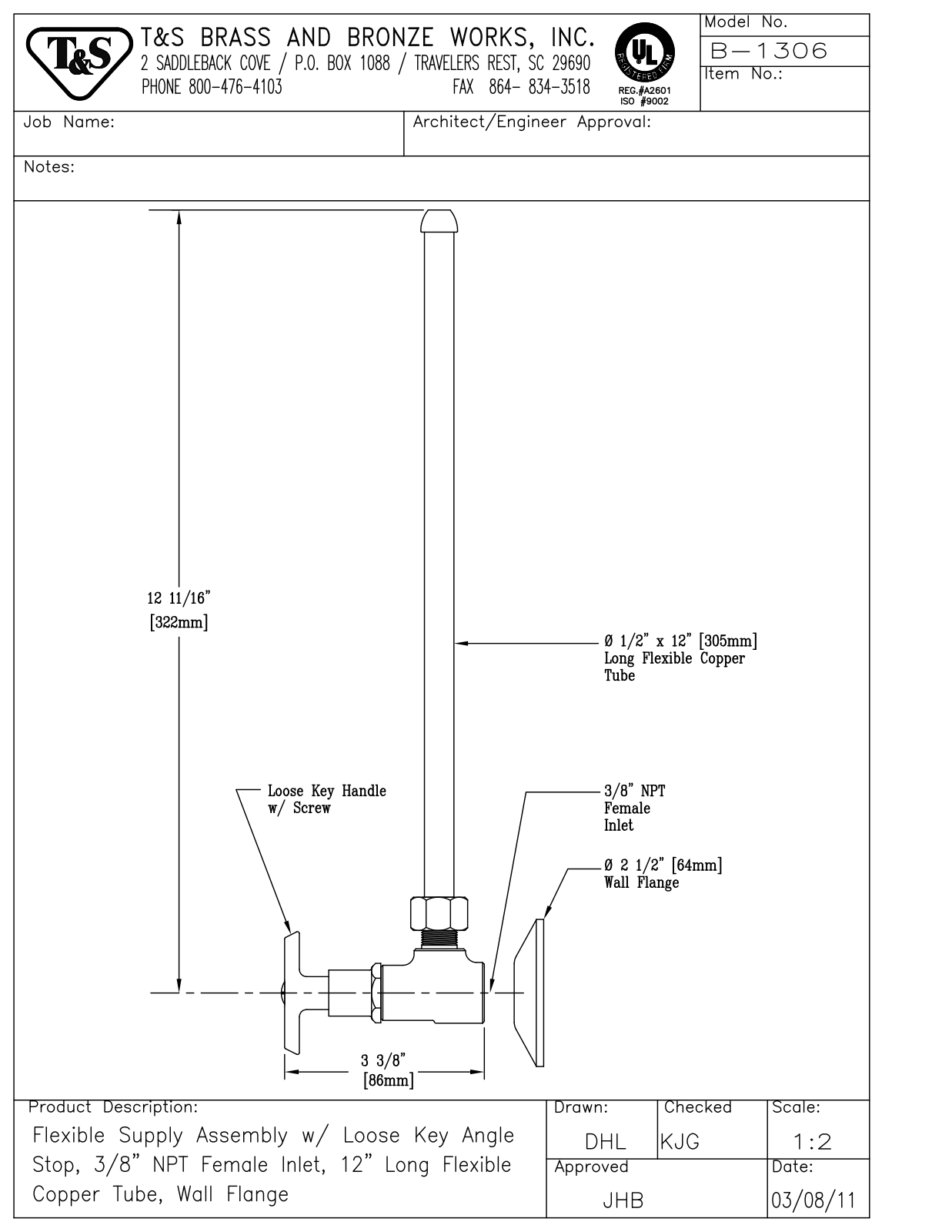 T&S Brass B-1306 User Manual - ManualMachine.com
