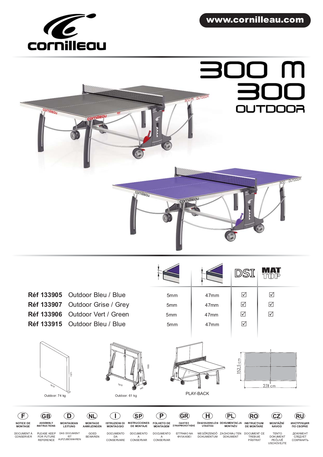 Cornilleau SPORT 300M OUTDOOR, SPORT 300 OUTDOOR User Manual